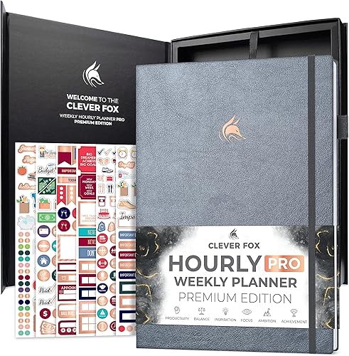 Miniatura 1 de Clever Fox Planificador por horas PRO Premium  Agenda sin fecha con ranuras de tiempo diario  Cuaderno organizador personal para gestión del tiempo