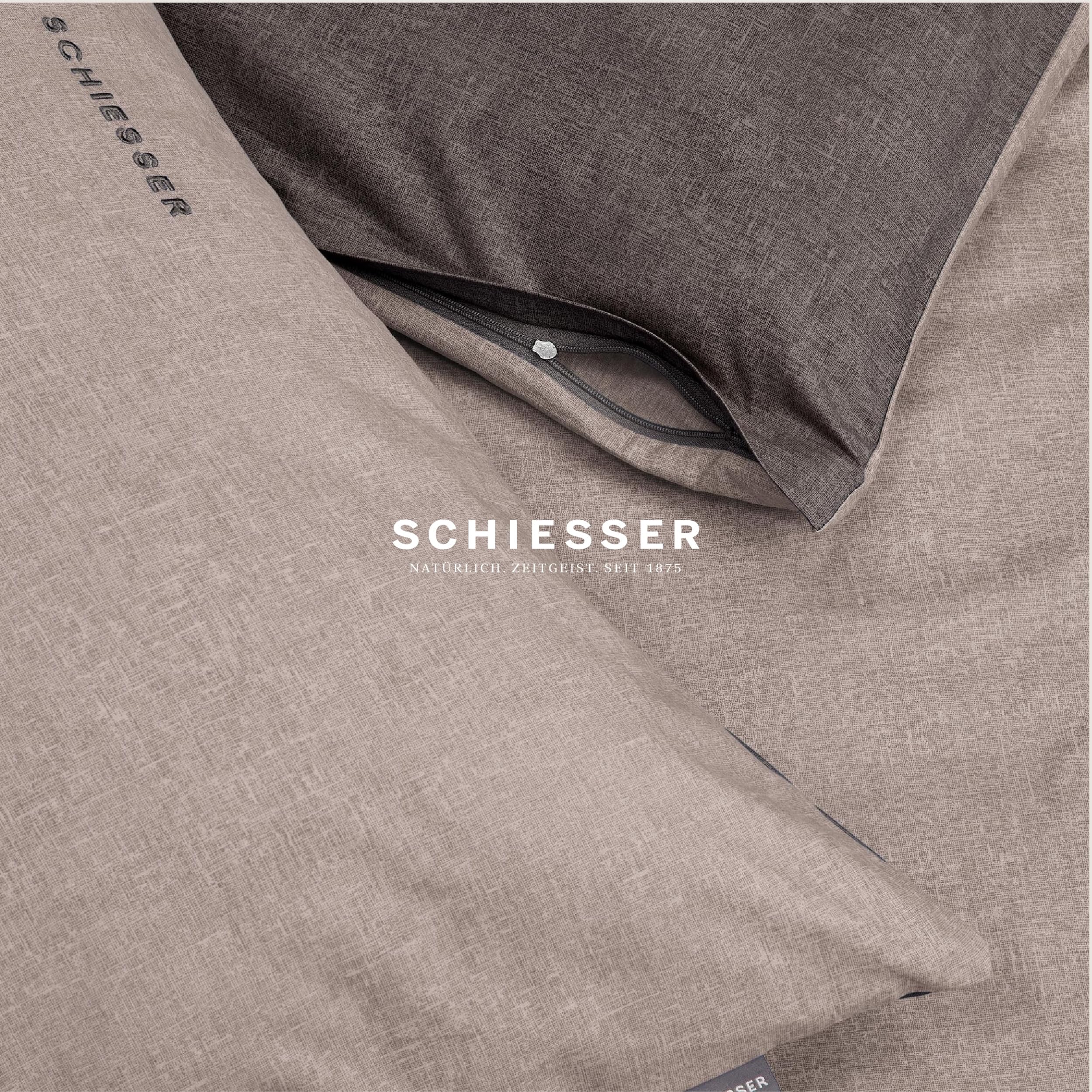 Schiesser Kissenhülle Doubleface im 2er Set | Renforcé | 100% Baumwolle aus nachhaltiger Produktion | 40x80cm | Taupe-Dunkelgrau