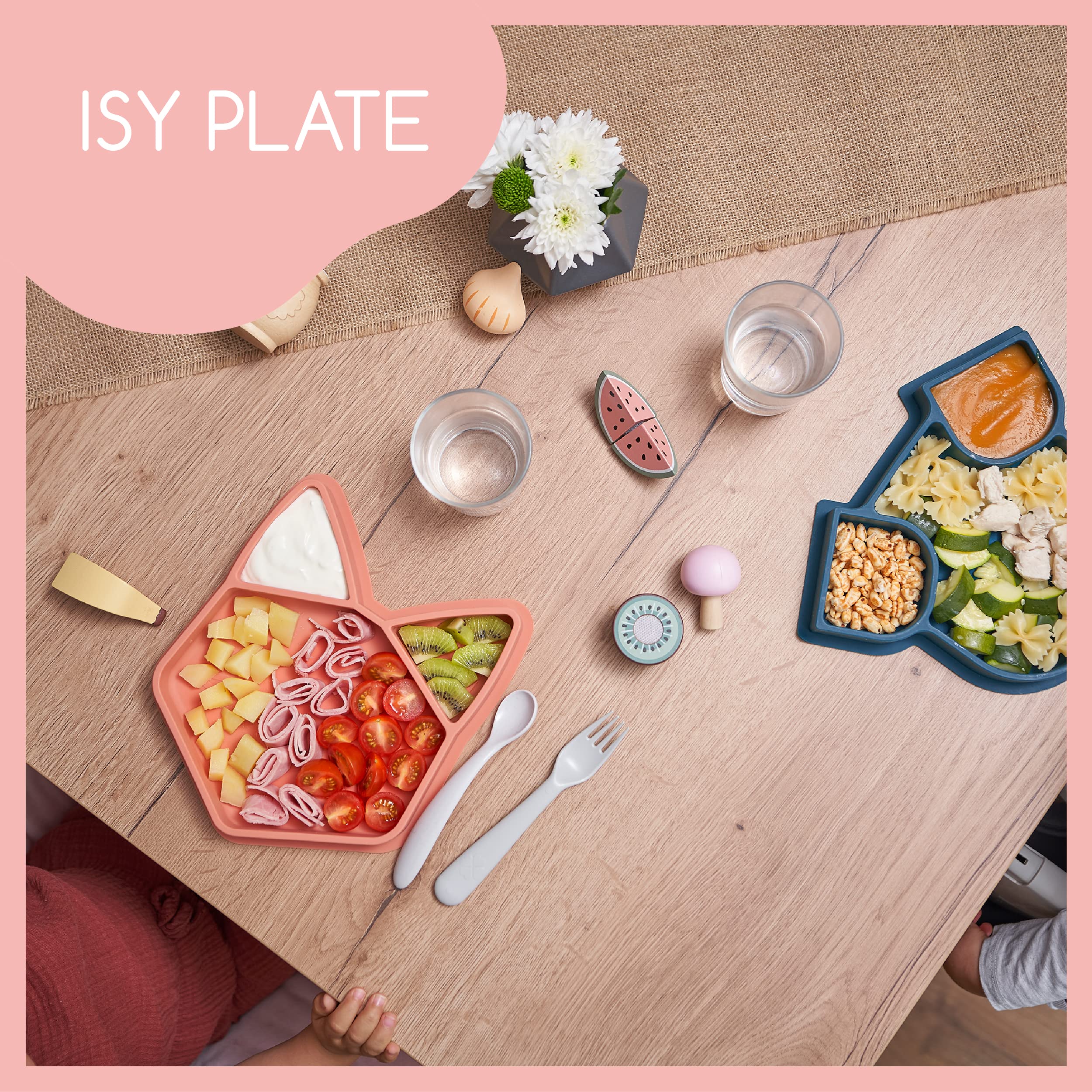 Babymoov Assiette silicone compartimentée ISY PLATE Renard Terracotta