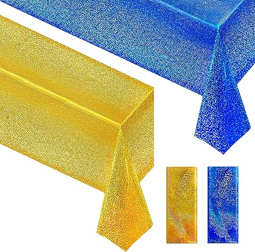 Miniatura 49 de Mantel holográfico morado y rojo fucsia de 40 x 108 pulgadas, decoración de fiesta de San Valentín, cumpleaños, decoración de mesa de plástico