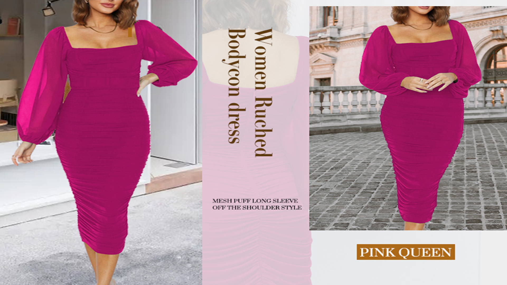 Amazon.com: Pink Queen Women's Elegant Ruched Bodycon