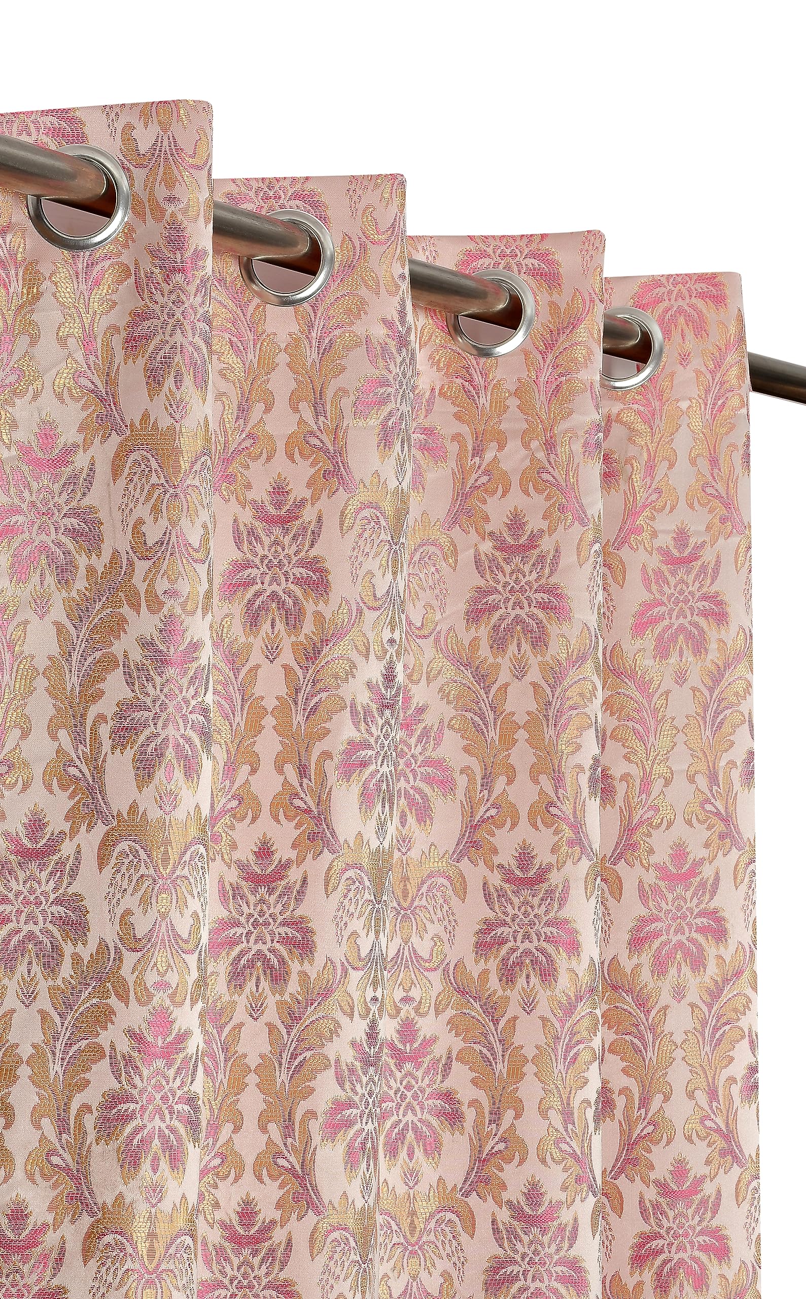 HOME UTSAV Premium Jacquard Fabric Room Darkening Damas Designs Jute Curtains for Window 5 Feet, Pack of 2, Pink (B0CK8CC4GS) Amazon Price History, Amazon Price Tracker