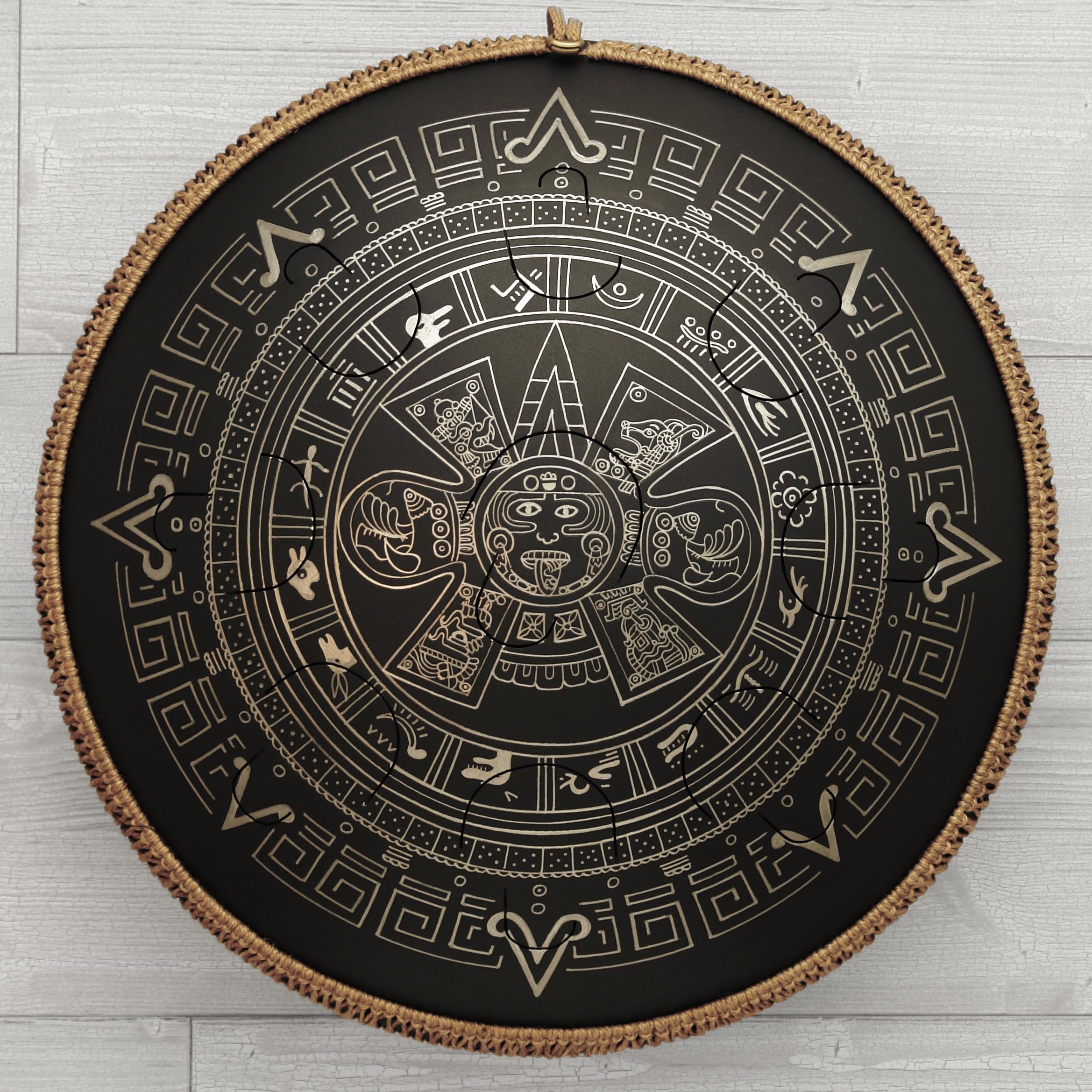 GUDA DRUM 2.0 Plus Aztec Calendar with Rope Decoration and Travel Bag