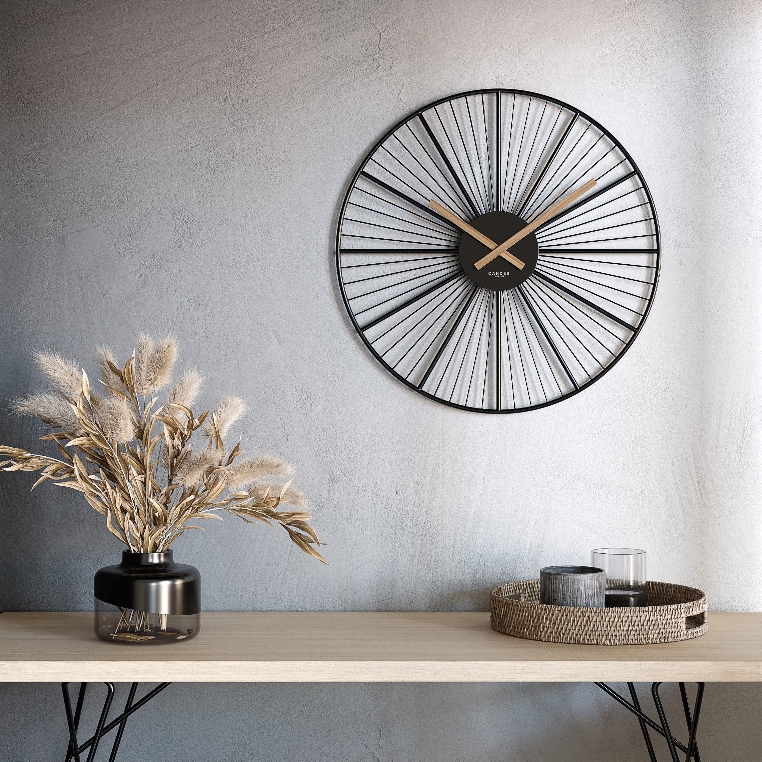 Image secondaire de Horloge Murale Silencieuse XXL Cander Berlin Barla en Métal Noir 50 cm
