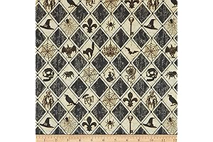Springs Creative Halloween Spooky Diamonds Black Fabric by the Yard