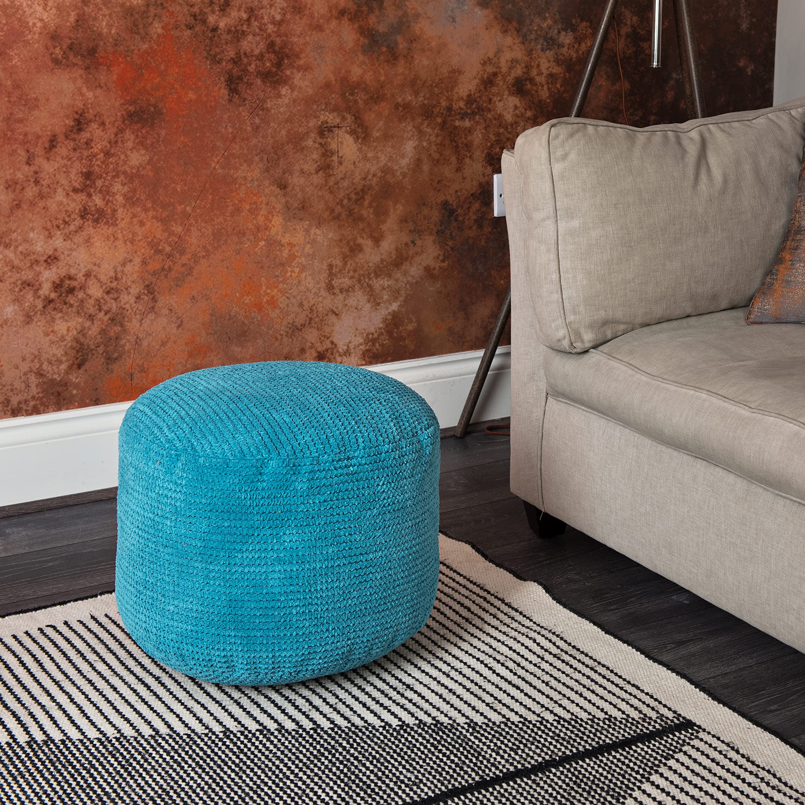 Loft 25 Tabouret de Pieds en Forme de Sac de Haricots Rond Bubble | Repose-Jambes pour Salon d'intérieur | Pouf Ergonomique | Ultra Confortable et Durable (Sarcelle)