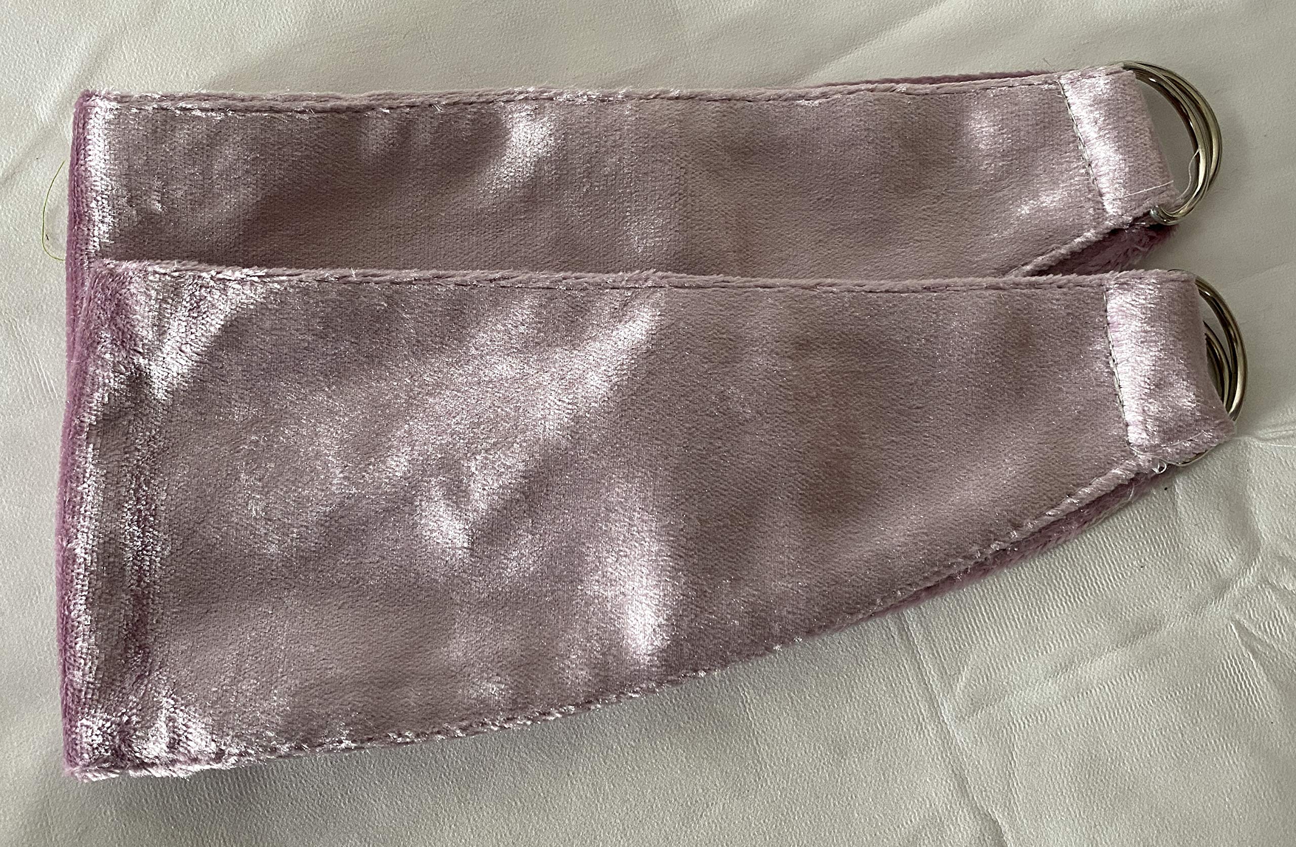 PAIR of Crushed velvet Curtains Holdbacks, tie backs MAUVE