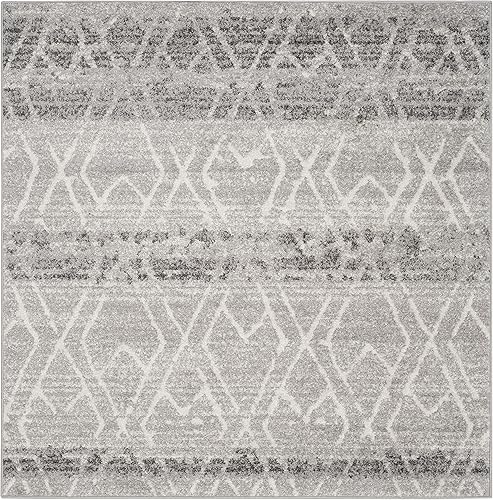 Miniatura 10 de SAFAVIEH Adirondack Collection ADR124B - Alfombra redonda de 6 x 6 pies color plateado y marfil no desprende pelusa para comedor entrada vestíbulo