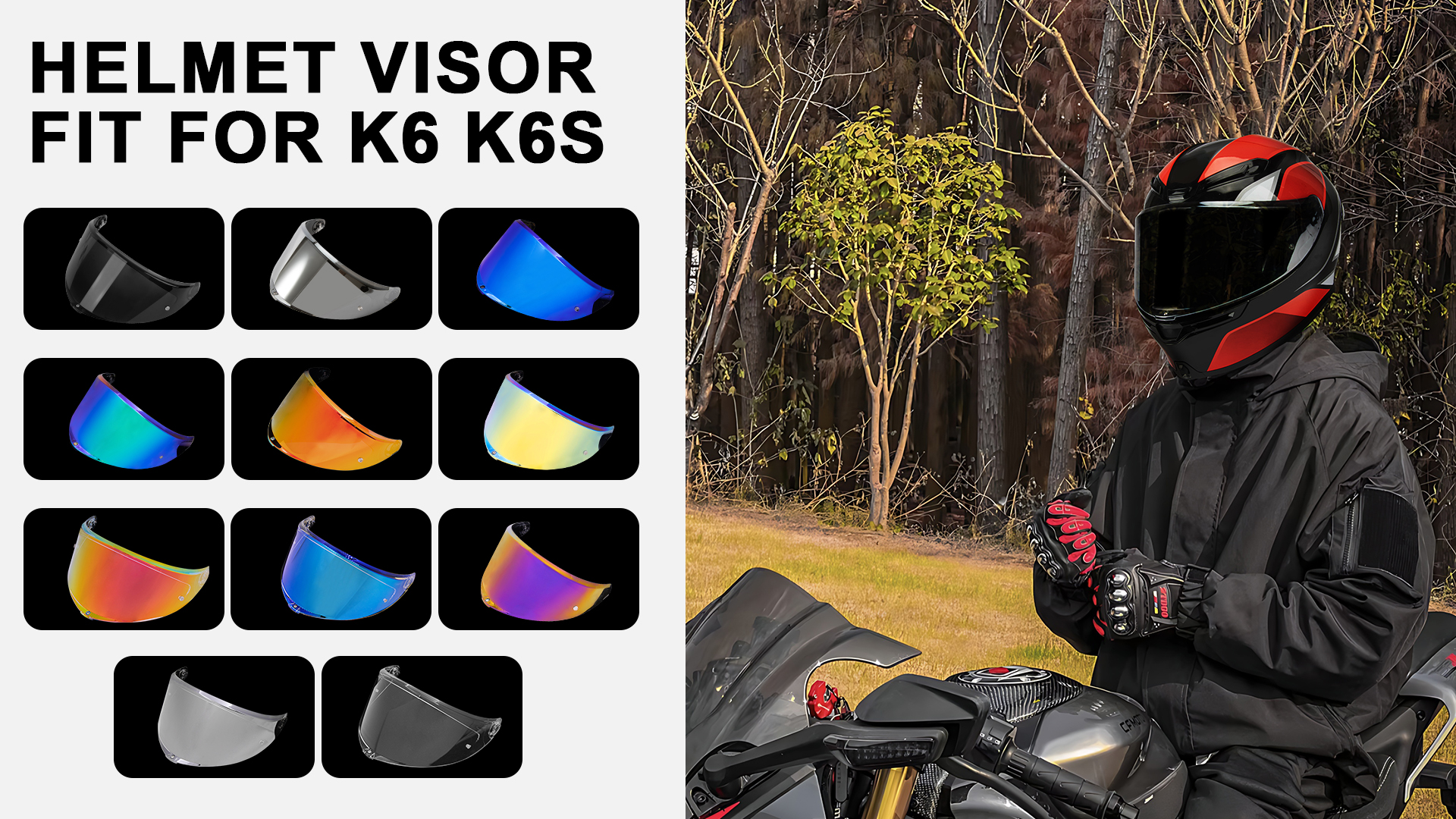 AGV K6/K6S対応 電鍍ミラーシールド 日夜兼用 ヘルメットバイザーk6 Amazon.com: K6 Helmet Visor Replacement,Motorcycle Helmet