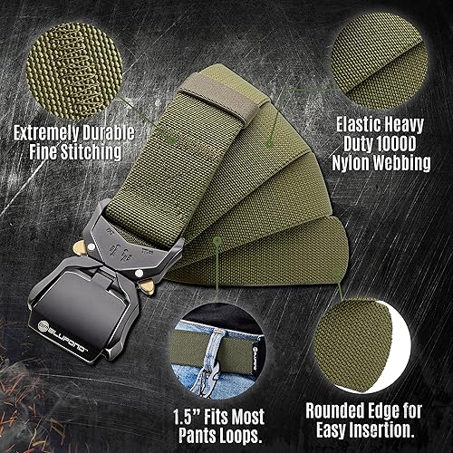 Miniatura 3 de BLUPOND Cinturón táctico con hebilla de liberación rápida, equipo EDC, cinturón ajustable para armas militares, senderismo, aparejador, transporte