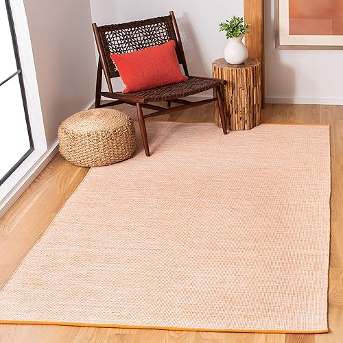 SAFAVIEH Montauk Collection - Alfombra decorativa de algodón, 4 x 6 pies, color naranja, tejido plano hecho a mano, ideal para zonas de alto tráfico