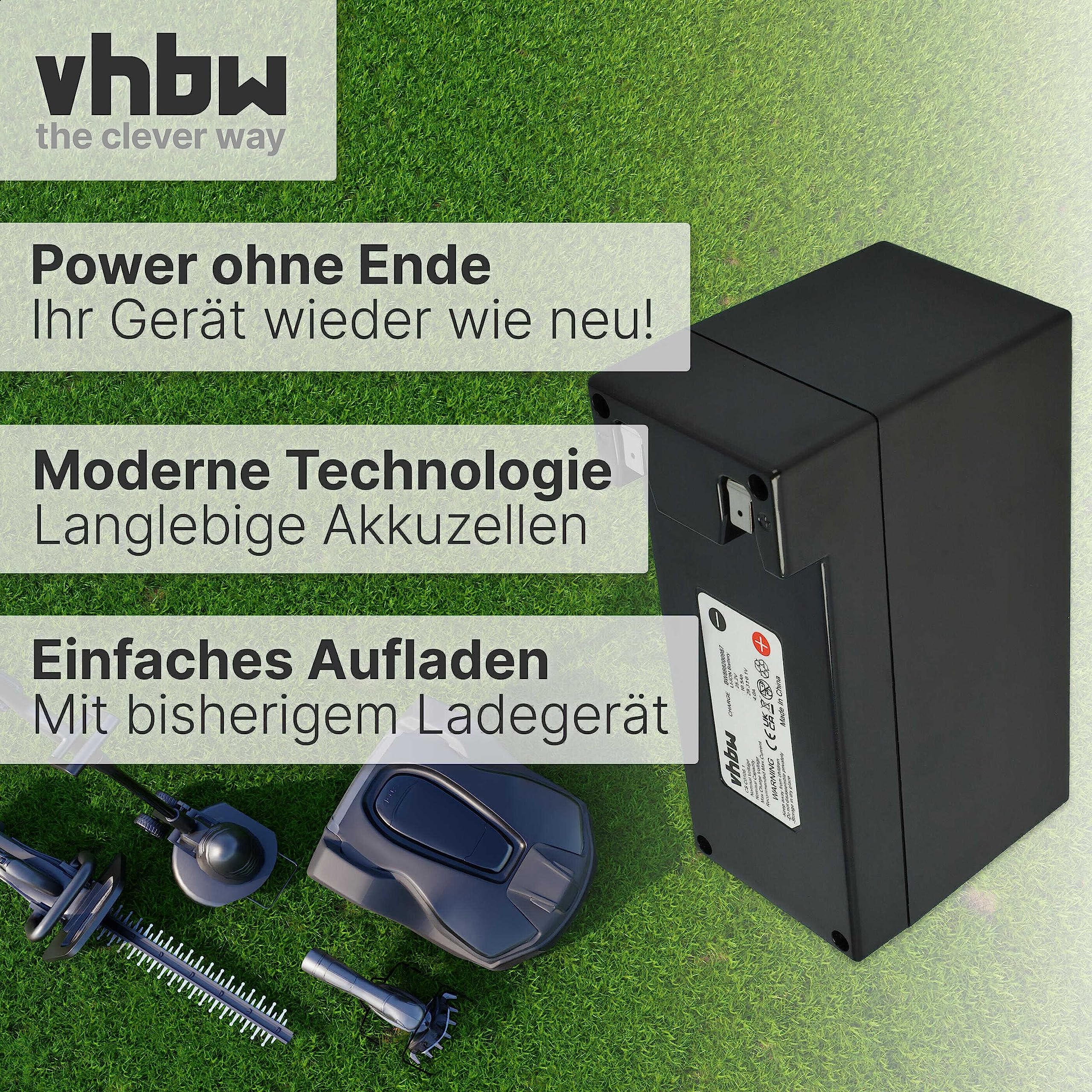 vhbw 1x Batería reemplaza Zucchetti CS-C0106-1 para cortacésped 10200mAh 25,2V Li-Ion