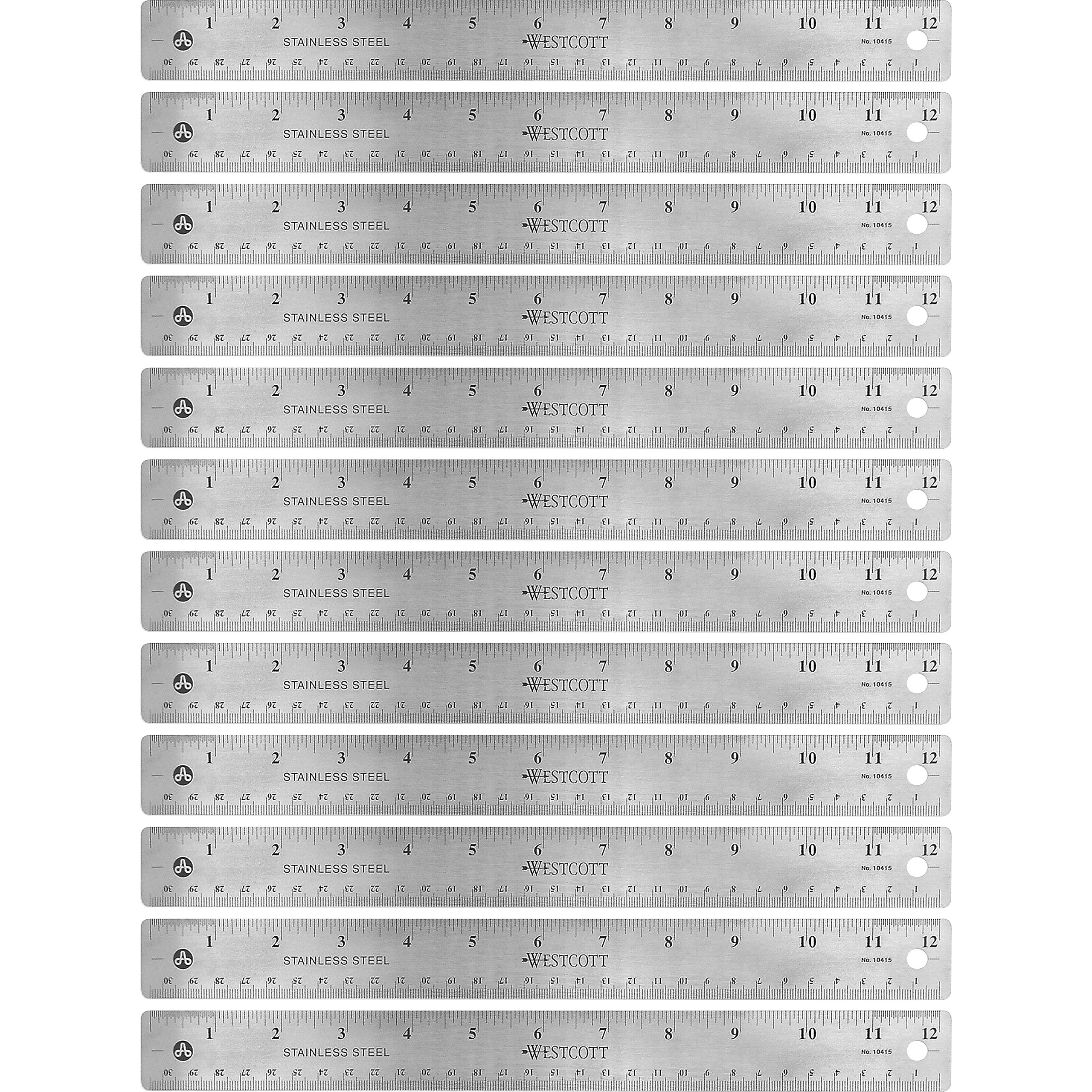 Westcott acciaio inossidabile righelli – 30,5 cm lunghezza 2,5 cm larghezza – 1/16, 1/32 Graduations (10415BX)