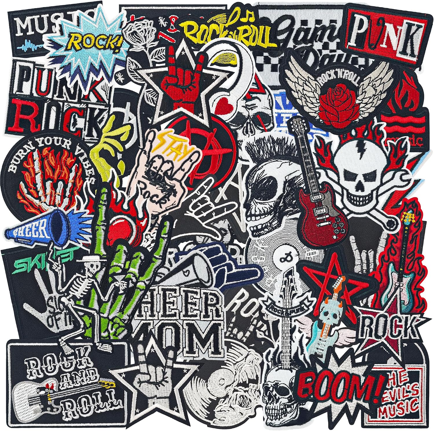 49Pcs Punk Rock Iron-On Patches for Jackets