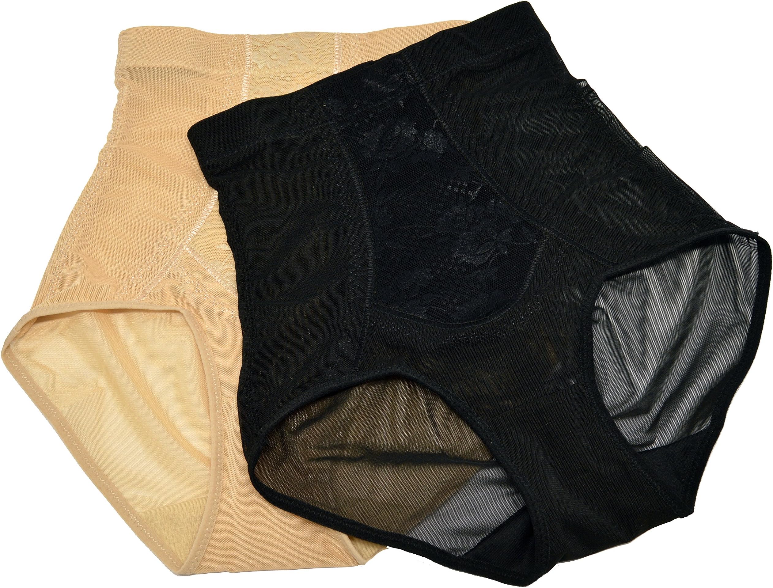 2- Pack Black&Beige Women's Waist Trainer Shapewear Panty Girdle Firm Control Shaping Brief UID874