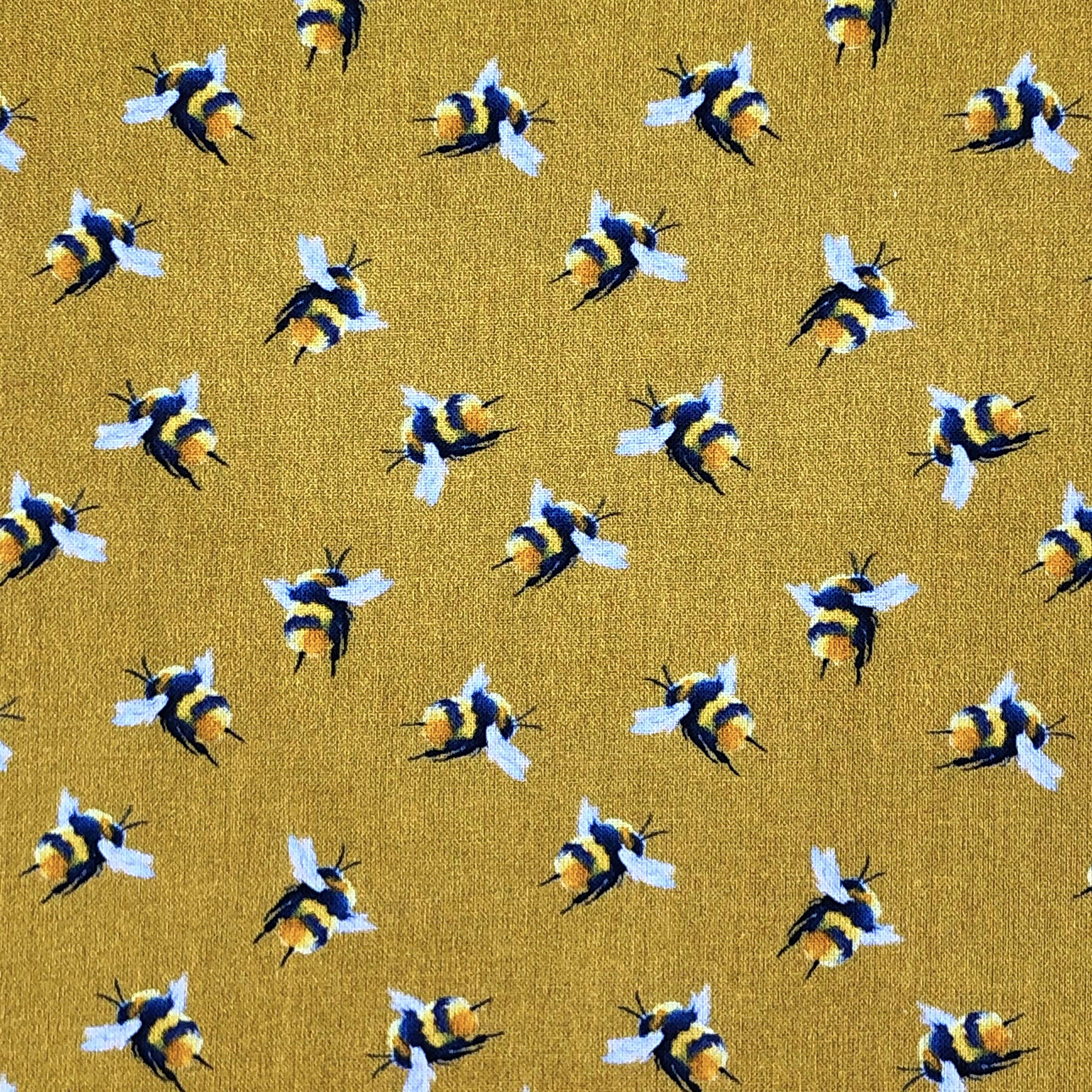 Discover Lifestyle & Fashion Fabrics Mustard Gold 100% Cotton Bumblebee Bee Summer Spring Design Children Kids Craft Quality Fabric Material | 55" - 140 Cm Wide (Per Quarter Metre, )