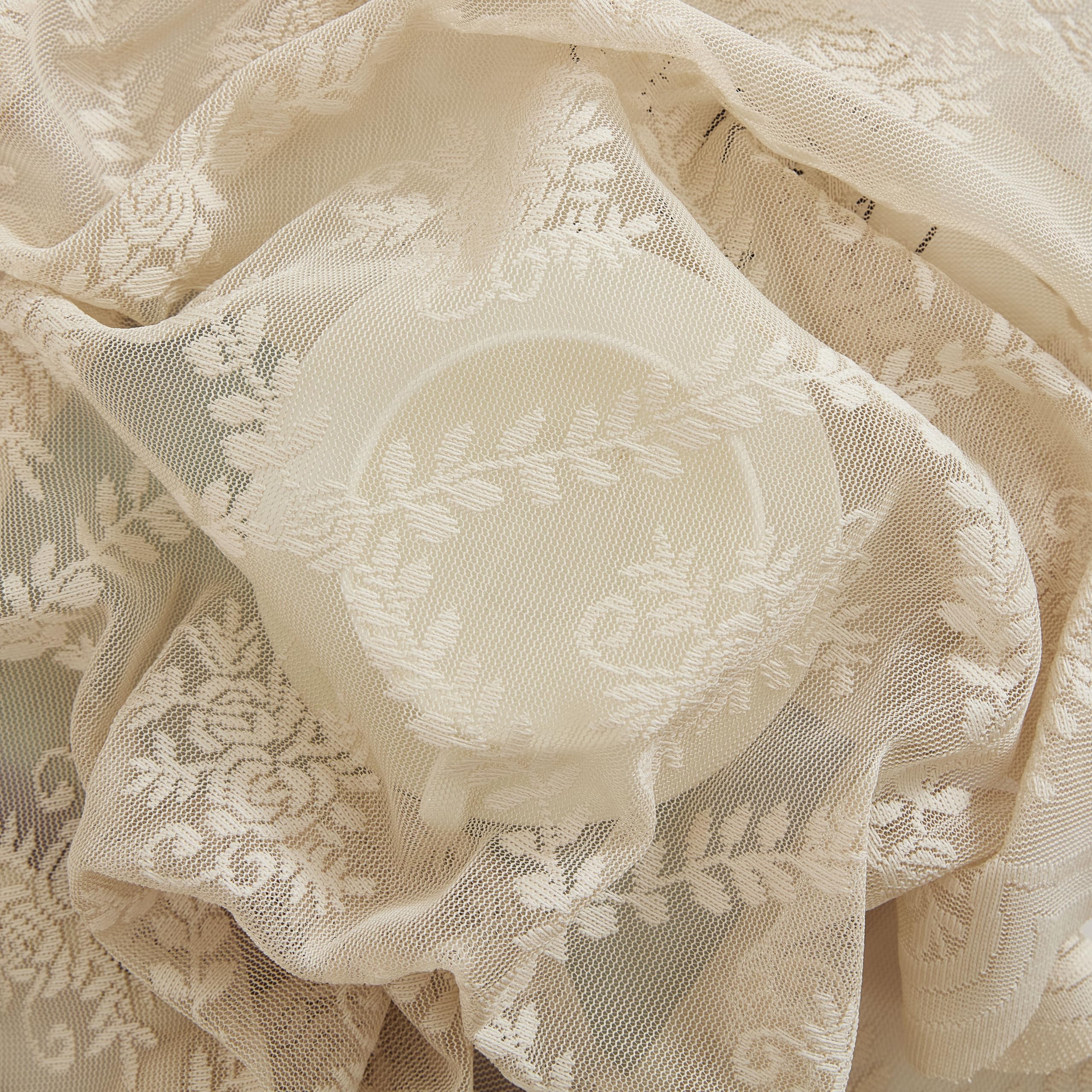 HLC.ME Isabella - Mantel de Tela de Encaje Floral, Mantel de Tela de Encaje para mesas Redondas, Mantel Resistente a Las Arrugas, Mantel Festoneado Estampado (90 Redondo, Lino Gris Pardo)