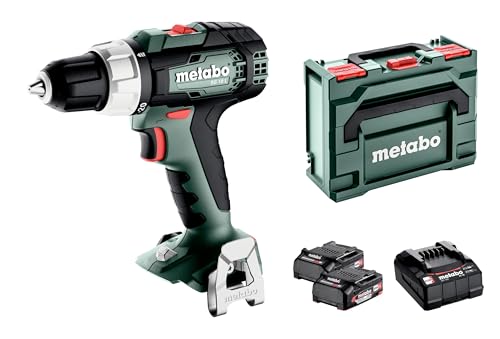 metabo Akku-Bohrschrauber BS 18 L - 18 V, 60 Nm Drehmoment, 13 mm Schnellspannbohrfutter, 2-Gang-Getriebe - LED-Licht, Bitdepot, Gürtelhaken, kompakt, kraftvoll - Inkl. 2 Akkus, Ladegerät, metaBOX