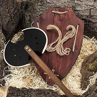 Home Decor Wooden Shield - Viking Shield Wooden - Wood Shields and Axe Wooden - Wooden Viking Wood Sword and Shield - Wooden Shields for Boys - Wooden and Shield Set - Shield Unfinished Wood