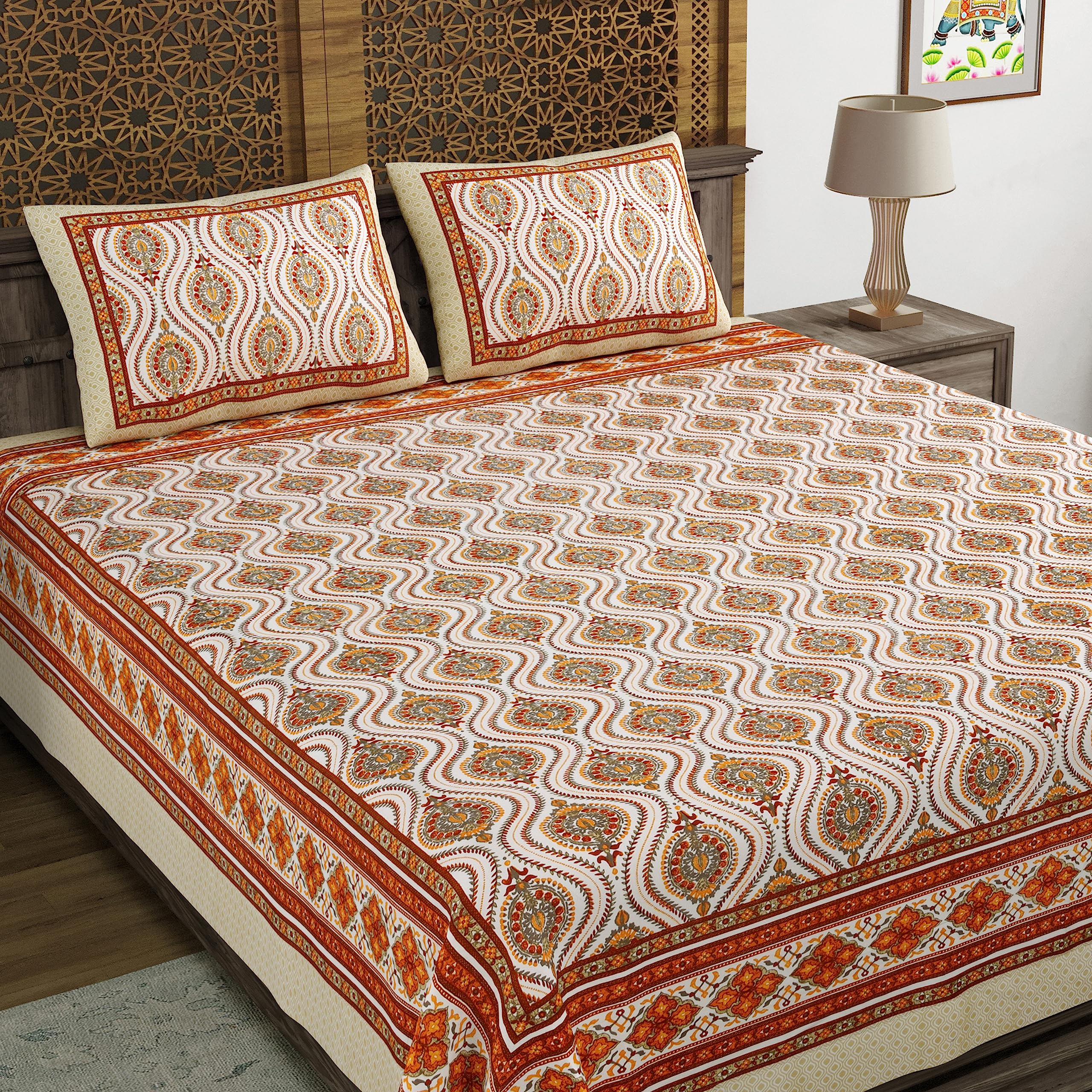 BLOCKS OF INDIA Cotton Block Print King Size BEDSHEET (90 X 108 inch) (Design 24) (B0CBLZP9C7) Amazon Price History, Amazon Price Tracker
