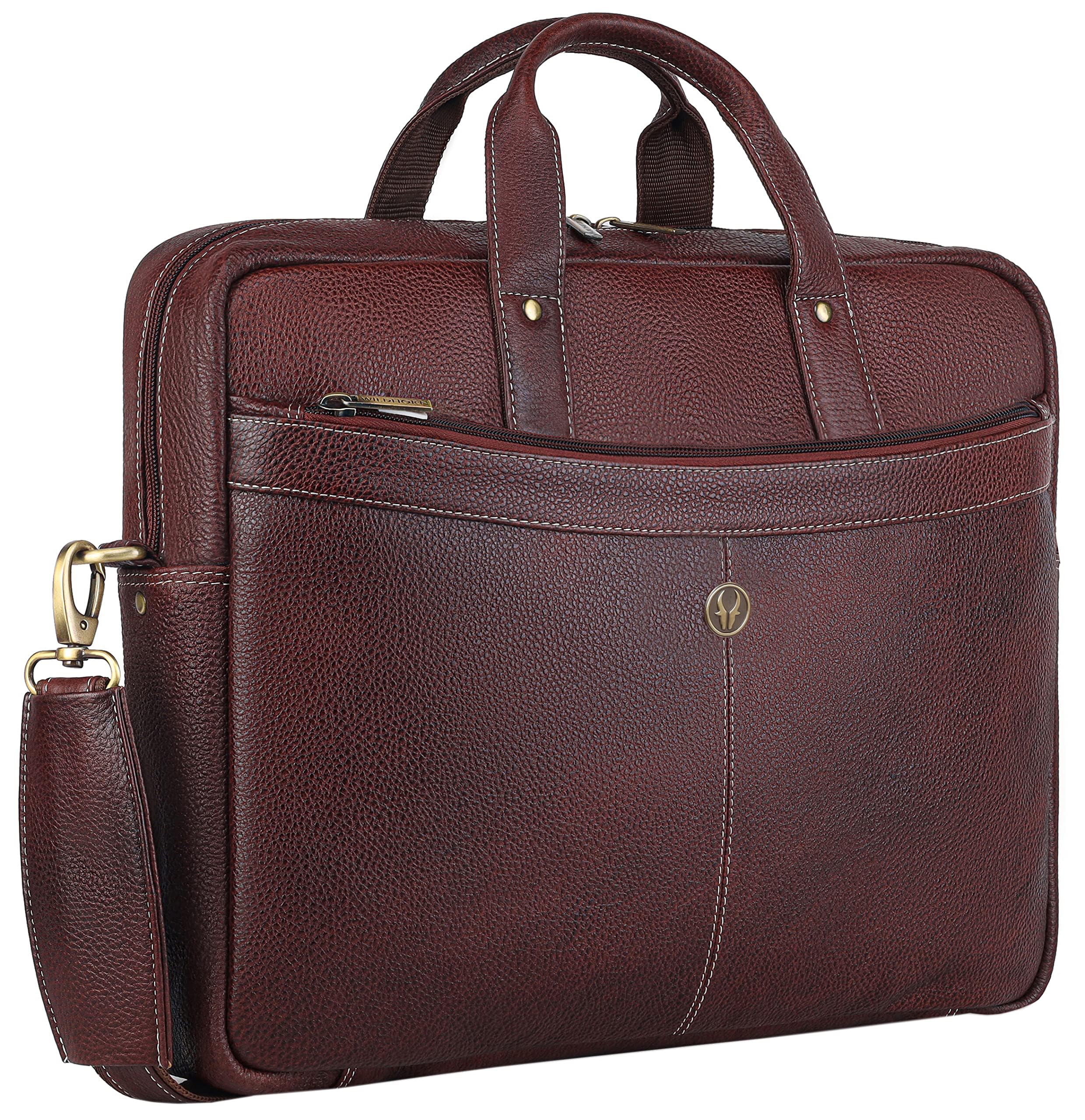 WildHorn Leather Laptop Bag for Men/Office Bag for Men | Fits Upto 15.6 Inch Laptop/MacBook | Laptop Messenger Bag/Leather Bag for Men I Dimension : L-16 inch W-3.5 inch H-12 inch (B09R4VC3J2) Amazon Price History, Amazon Price Tracker