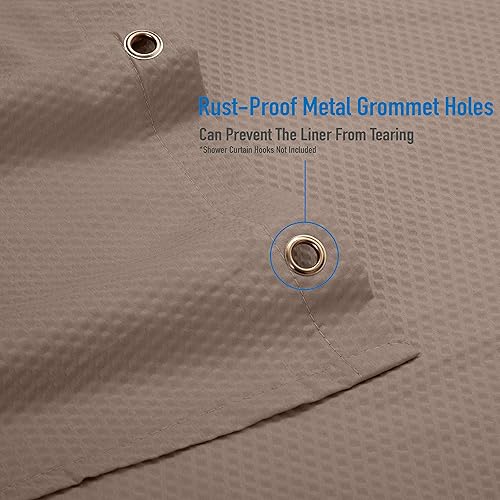 Miniatura 4 de Bath Bliss, Cortina de ducha de microfibra suave al tacto con diseño de diamante, color topo de 70 x 72 pulgadas, lavable a máquina, ojales