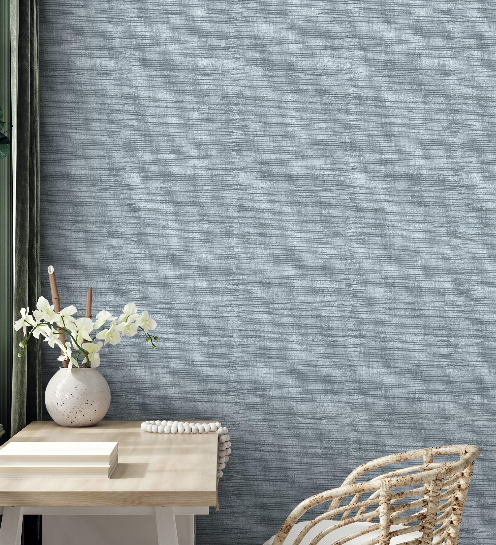 GAULAN 681930 - Papel pintado vinílico ecológico efecto fibra vegetal con textura en relieve para pared salón cocina baño dormitorio pasillo - Rollo de 10 m x 0,52 m