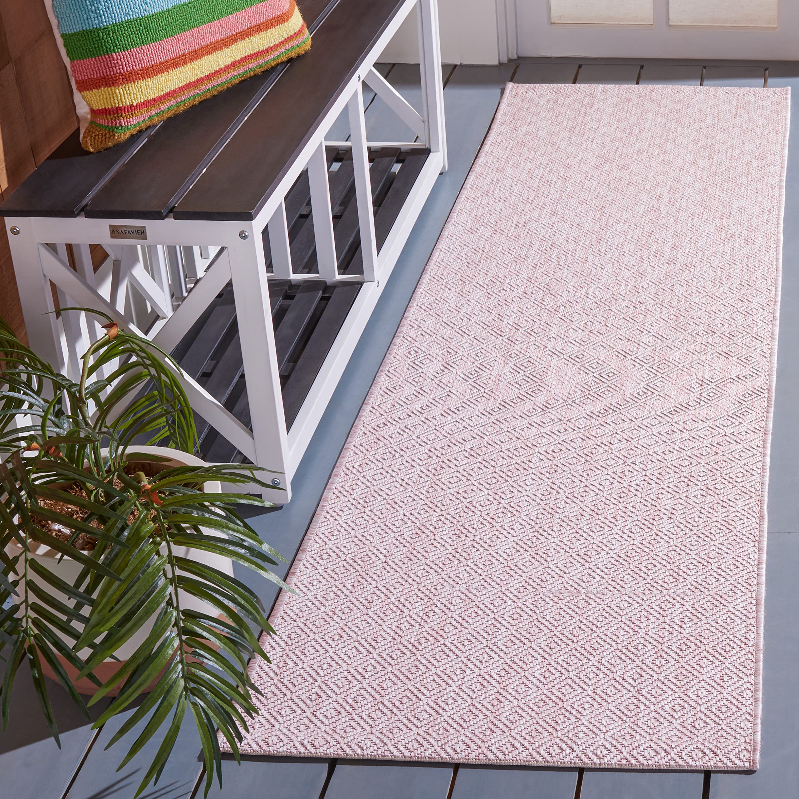 SAFAVIEH Courtyard Collection 2'3" x 8' Runner Mat Soft Pink CY8520 Indoor/ Outside Waterproof Easy cleansingPatio Backyard Mudroom Runner Mat