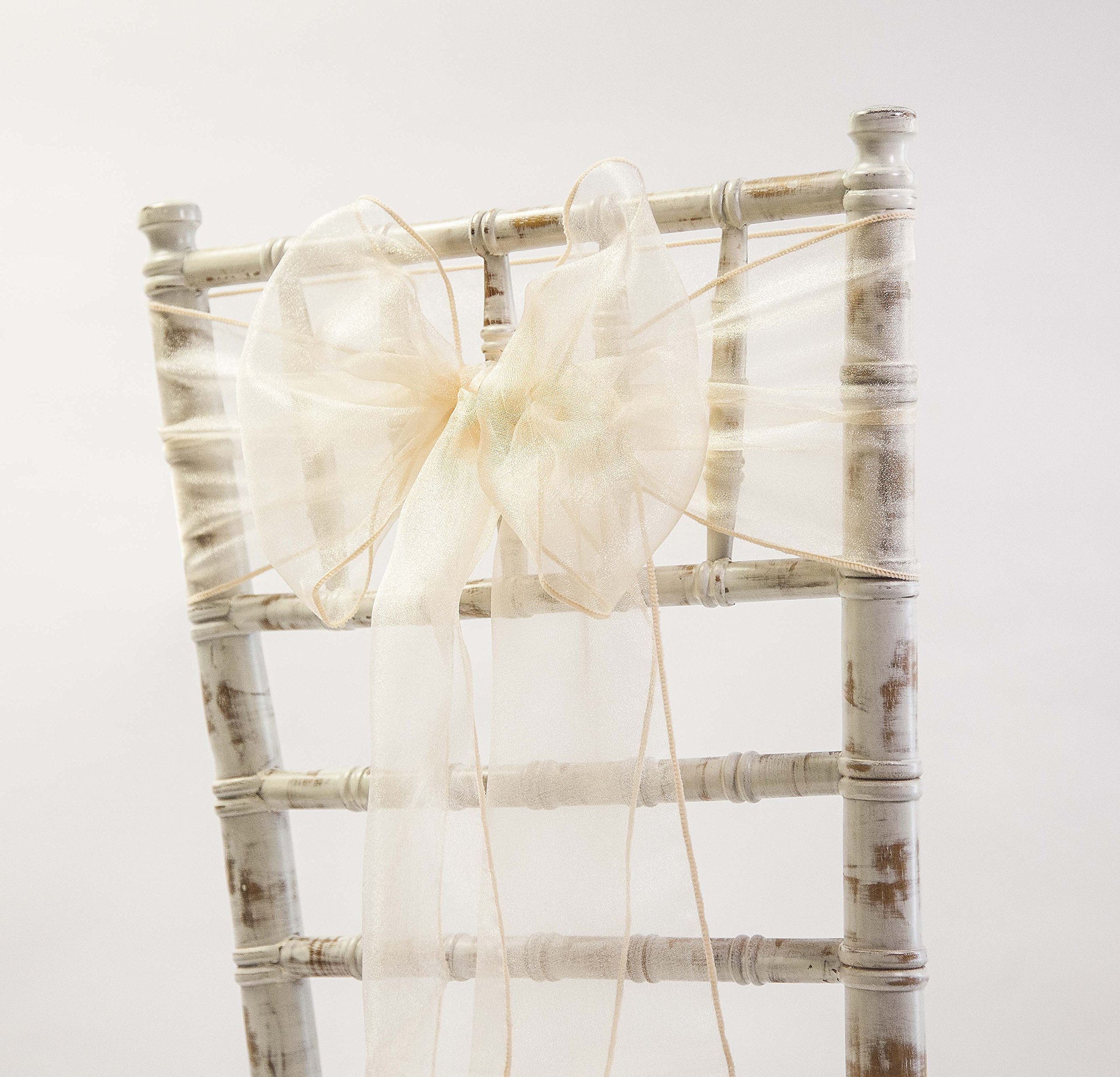 Decor Trader Champagne Organza Chair Sashes Bows - Wedding Decor Events - 80 Colours And Matching Runners Available (Champagne)