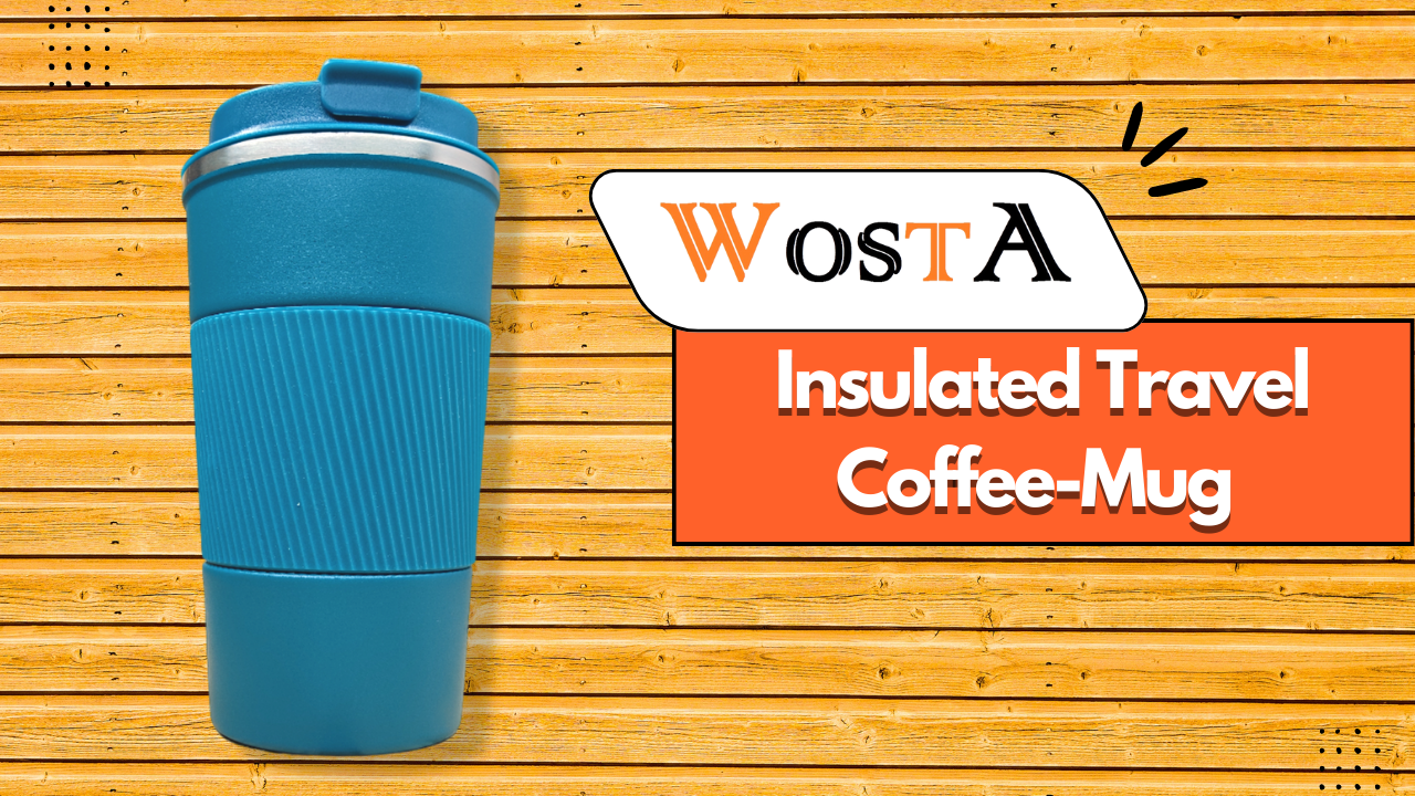 Wosta Insulated Travel Coffee Mug 2.0 | Double Wall Vacuum Stainless Steel Fat-Bottomed Coffee Cup Tumbler With Spill Proof Flip Lid For Hot And Ice Beverages (Blue Color, 510 Ml), 510 Milliliter