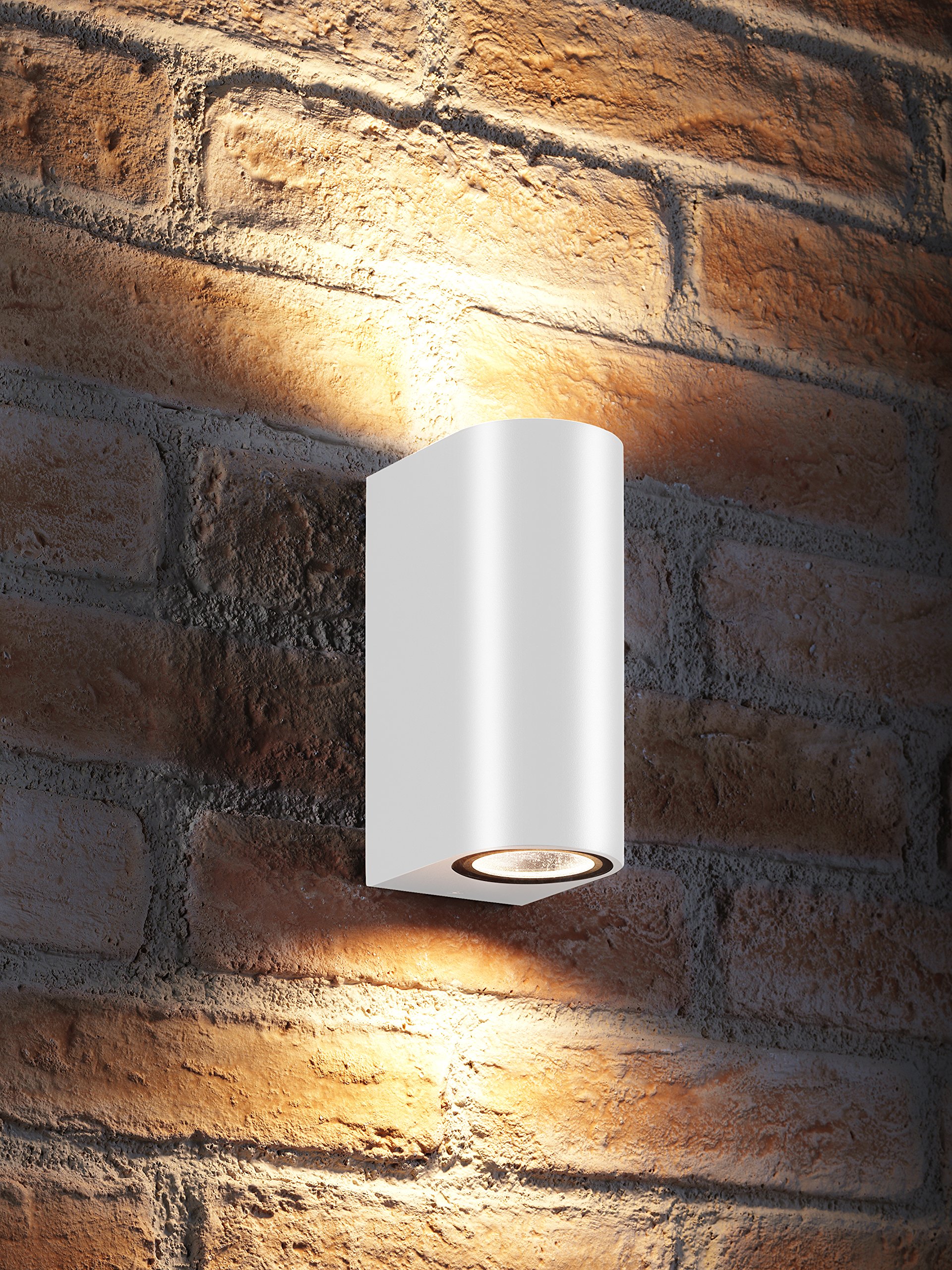 Auraglow IP44 Outdoor Double Up & Down Wall Light (Warm White, White)
