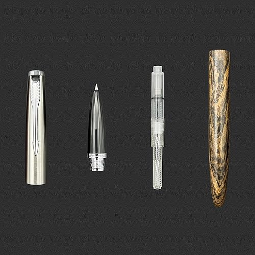 Miniatura 6 de lucilynx Pluma estilográfica de madera con punta extrafina, diseño clásico ligero para una escritura suave, incluye 5 cartuchos de tinta negra,