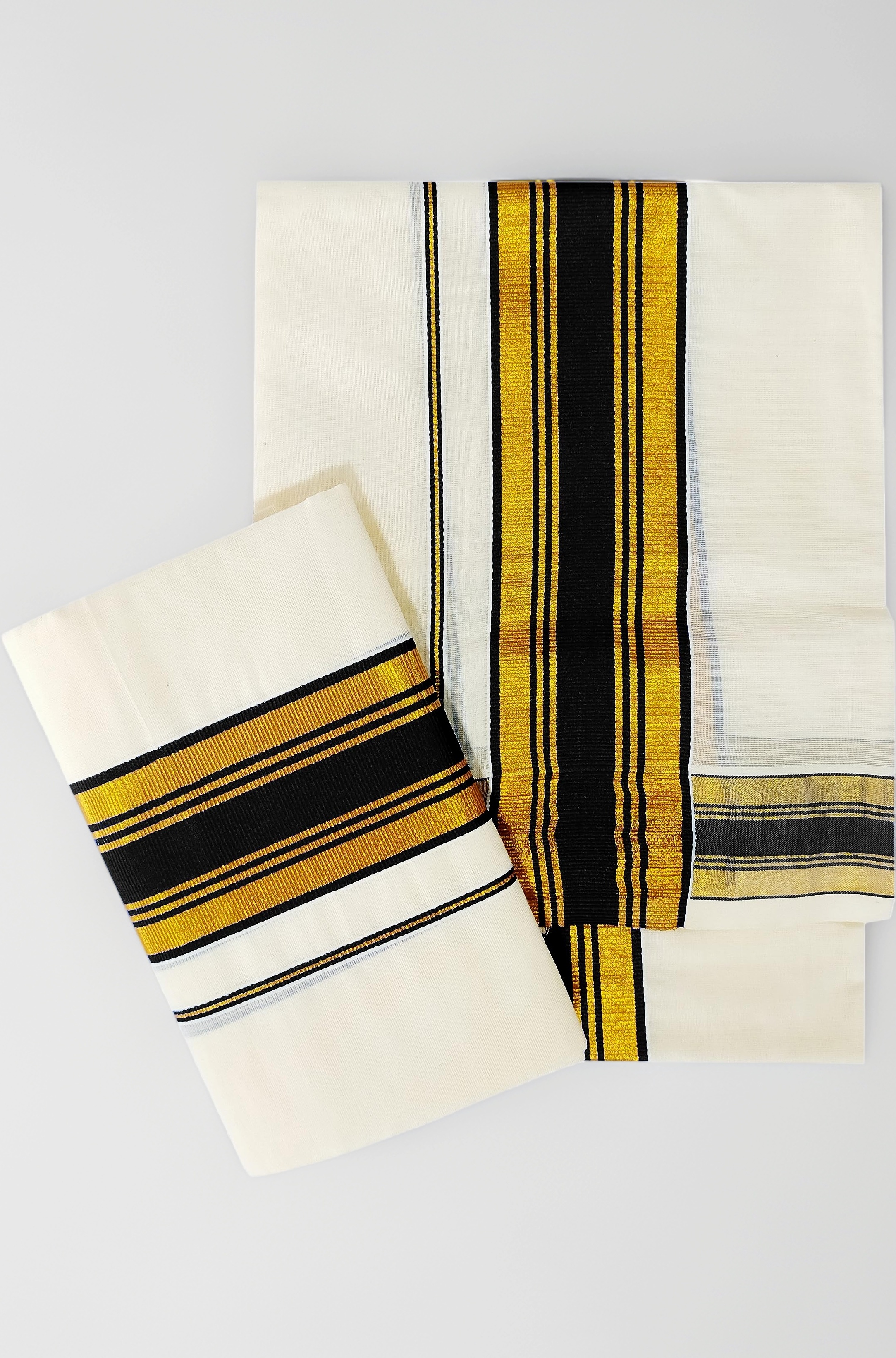 Women's Kerala Traditional Cotton Set Mundu Cream Color with Fancy Border