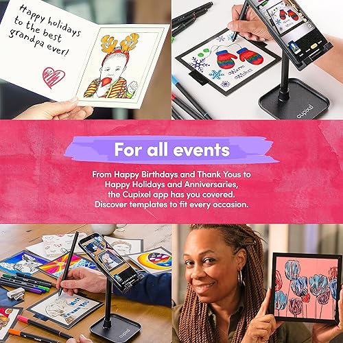 Miniatura 7 de Cupixel Juego de dibujo de tarjetas de felicitación de rastreo, juego de suministros de arte para tarjetas, proyector de arte y rastreo, juego de