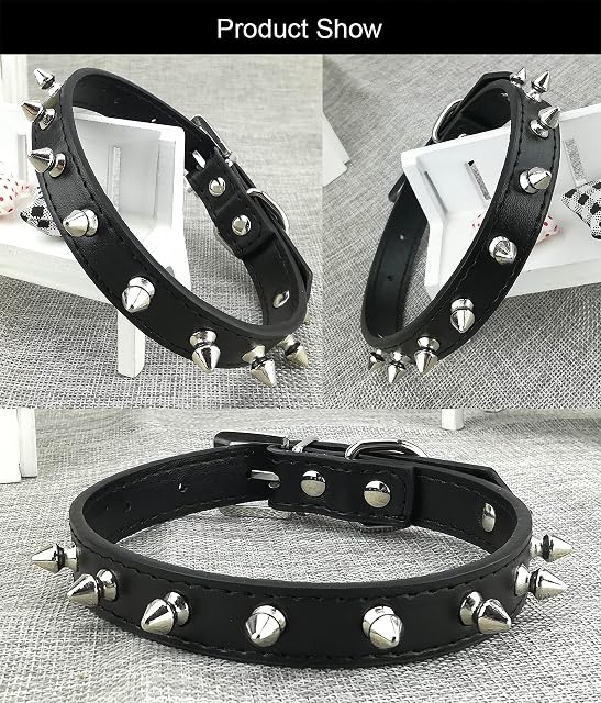 Foto 5 de 7 de Newtensina Moda 2 Piezas Tachonado Collar de Perros Set Punk Tachonado Collar de Perrito para Perros pequeños…