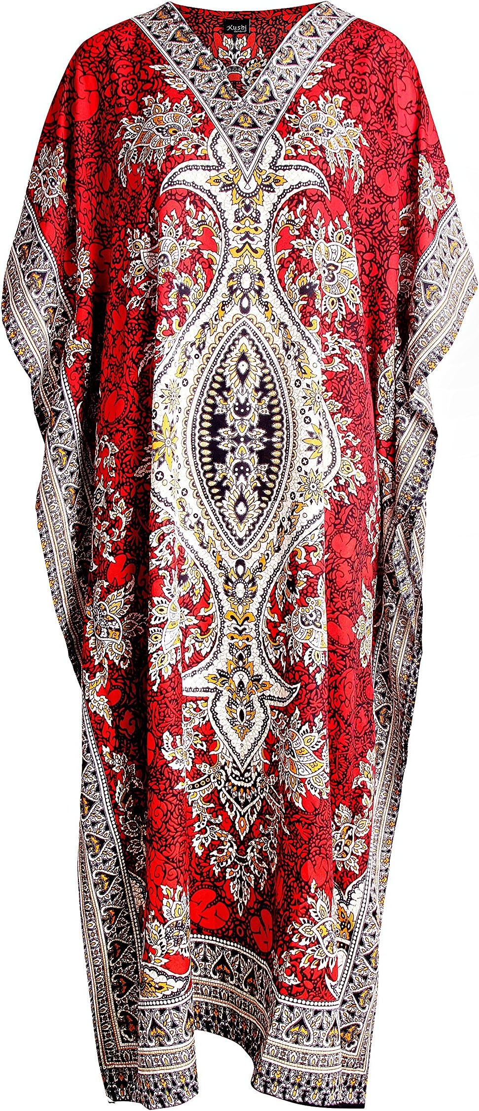 Rubina KapoorRK Essentials | Tribal Ethnic Print Long Kaftan | Plus Size (Red)