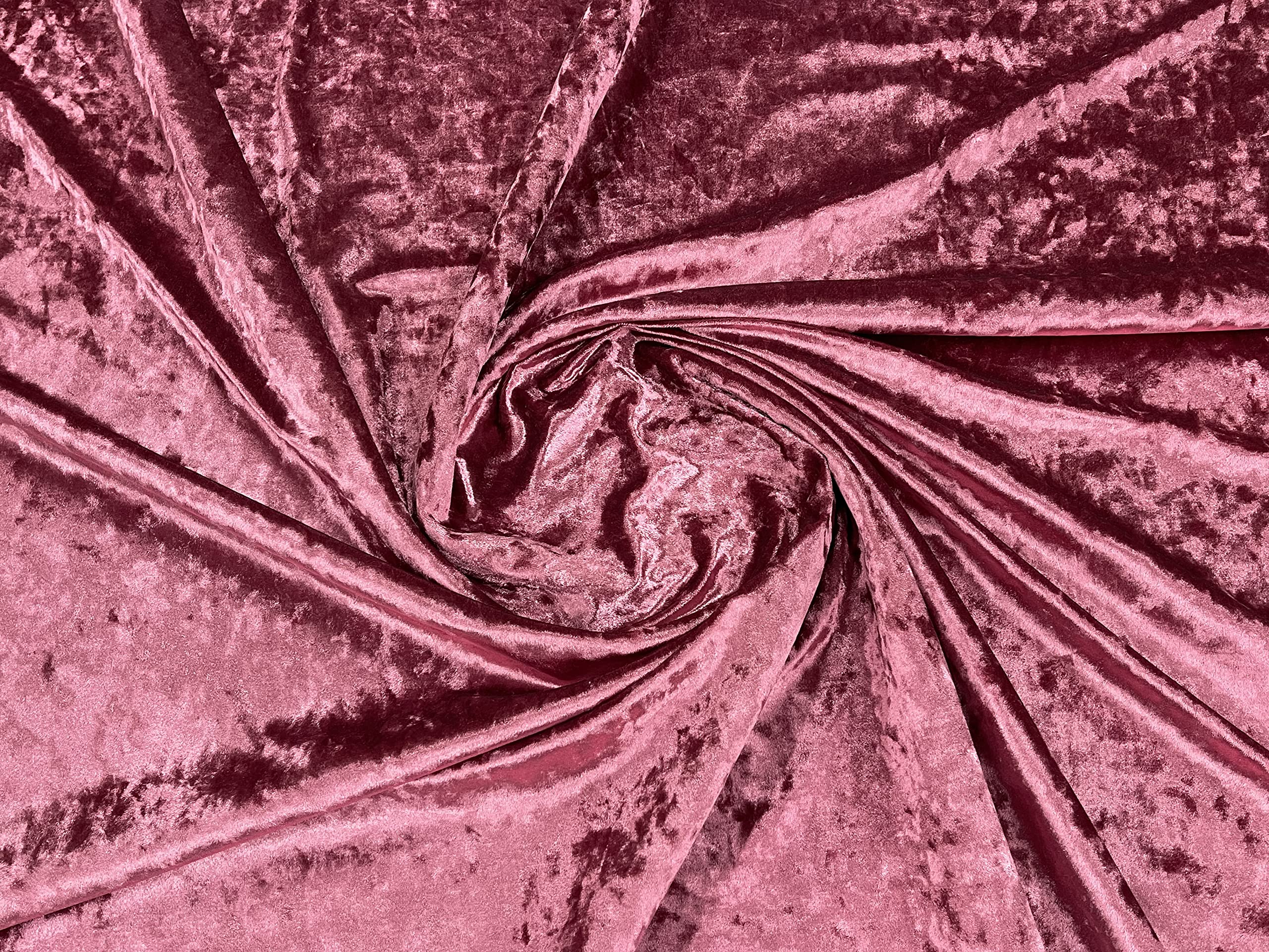 New Creations Fabric & Foam Inc, 58/60" Wide Solid Crushed Velour Stretch Velvet Fabric (1 Yard, Mauve)