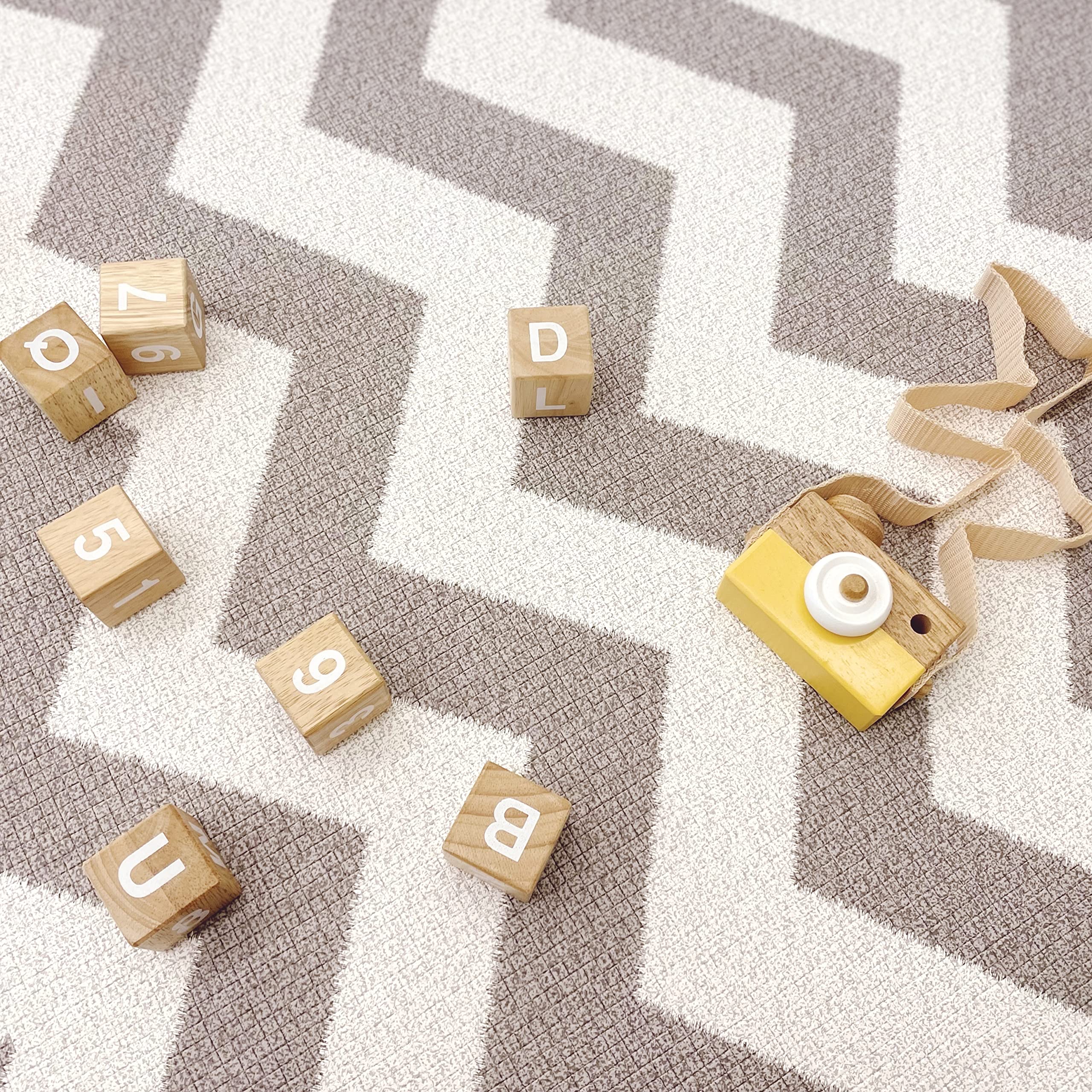 Baby MAT - PLAYMAT - DWINGULER Slim - Zigzag Grey - MEDIUM 180 * 140 * 8mm - Wendbar, Weich, Schadstofffrei, Wasserdicht, rutschfest, CE Zertifiziert