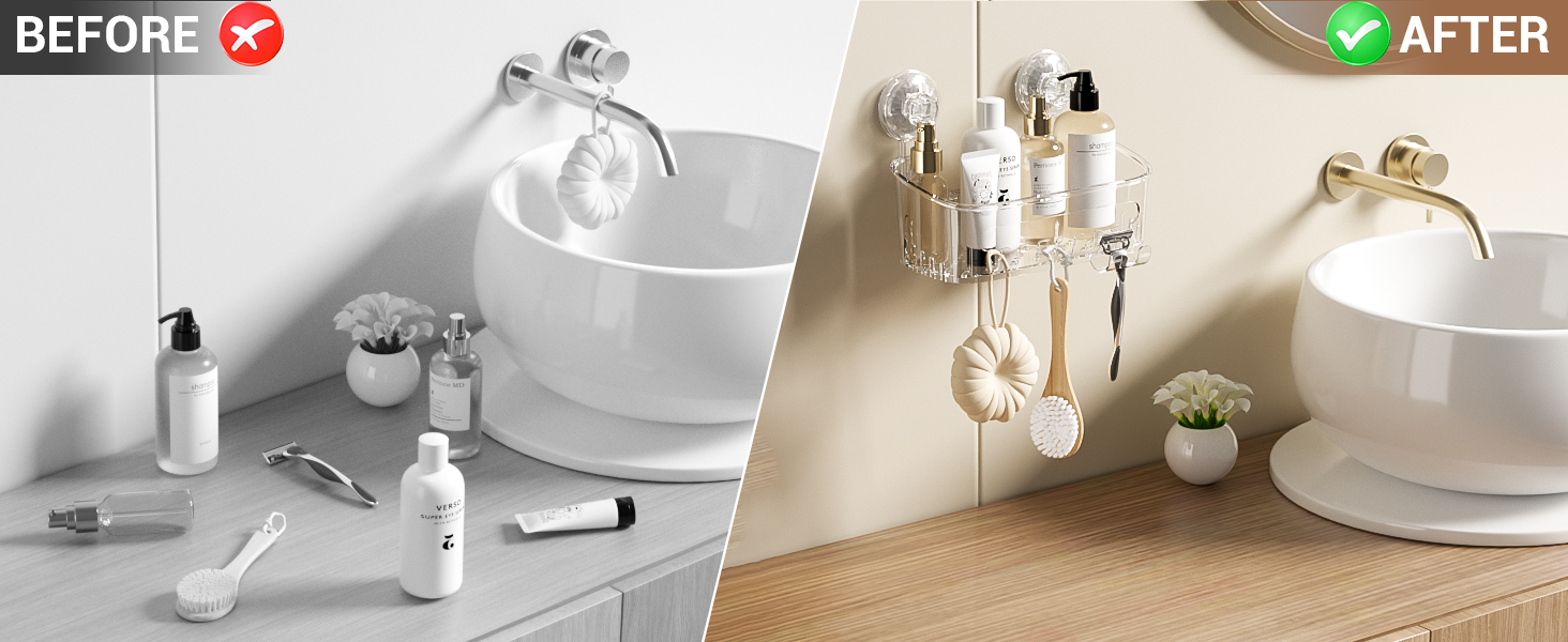 Caddie de douche à ventouse,étagère murale de rangement de bain pour shampoing,nettoyant pour le corps,support de douche en - Bricolage