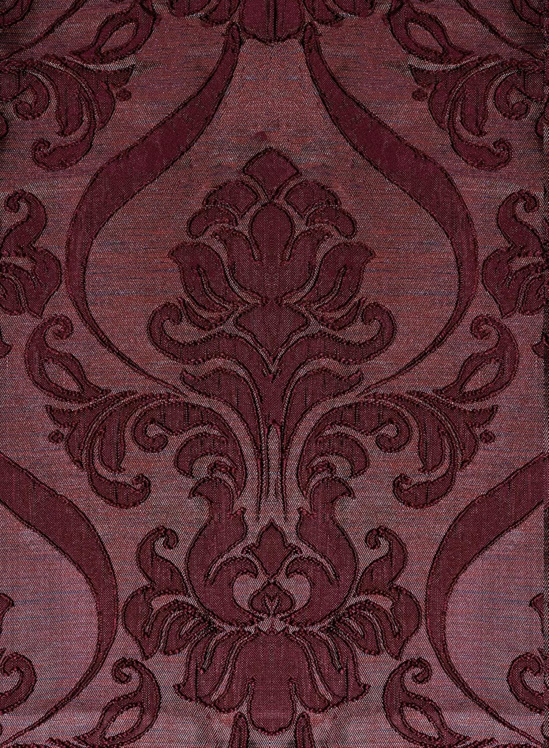 V Luxury Jacquard Curtain Panel with Attached Waterfall Valance, 54 by 84-Inch Ashley Burgundy