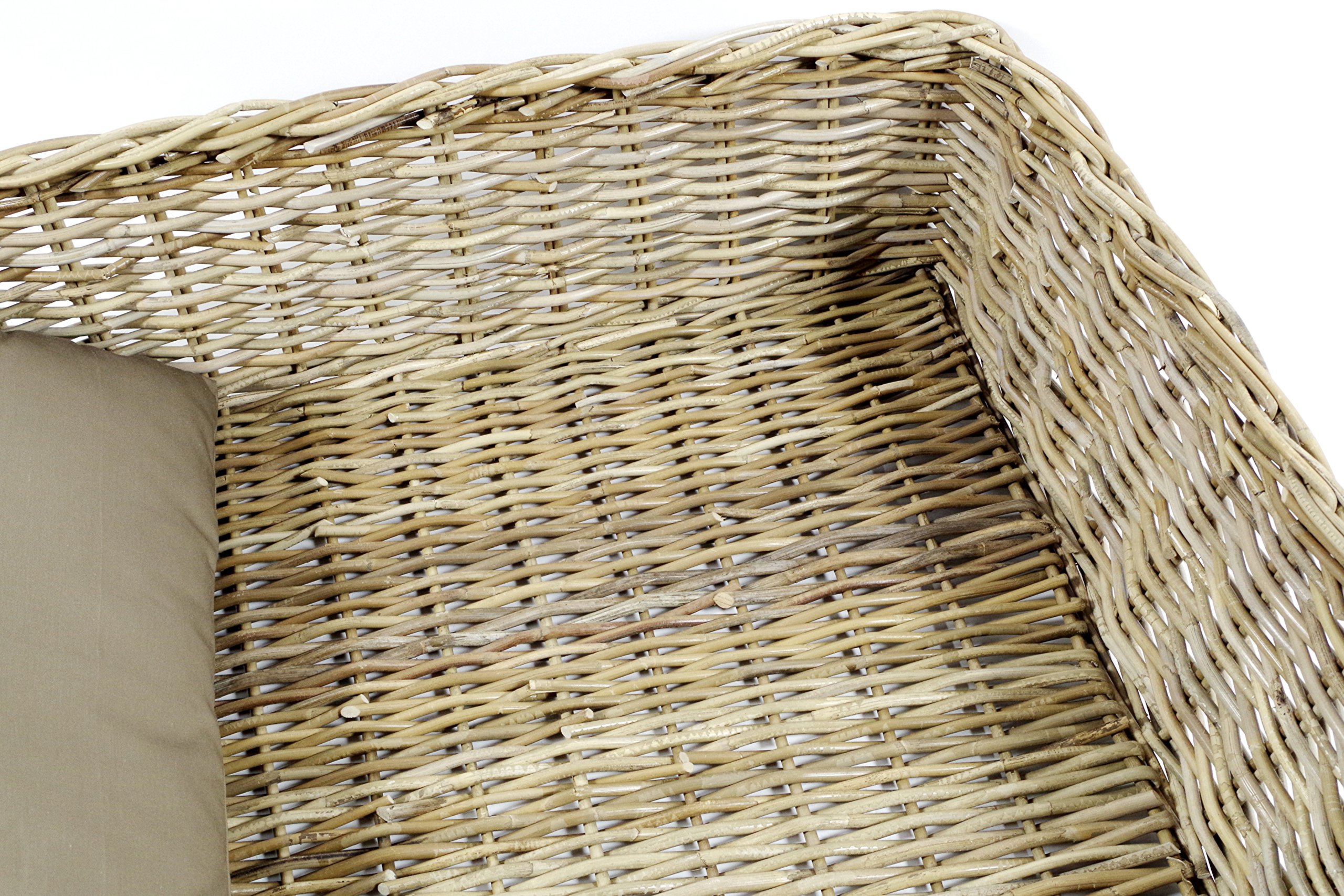 Kobolo Hundekorb Hundesofa aus stabilem Rattan geflochten 90x72x23 cm