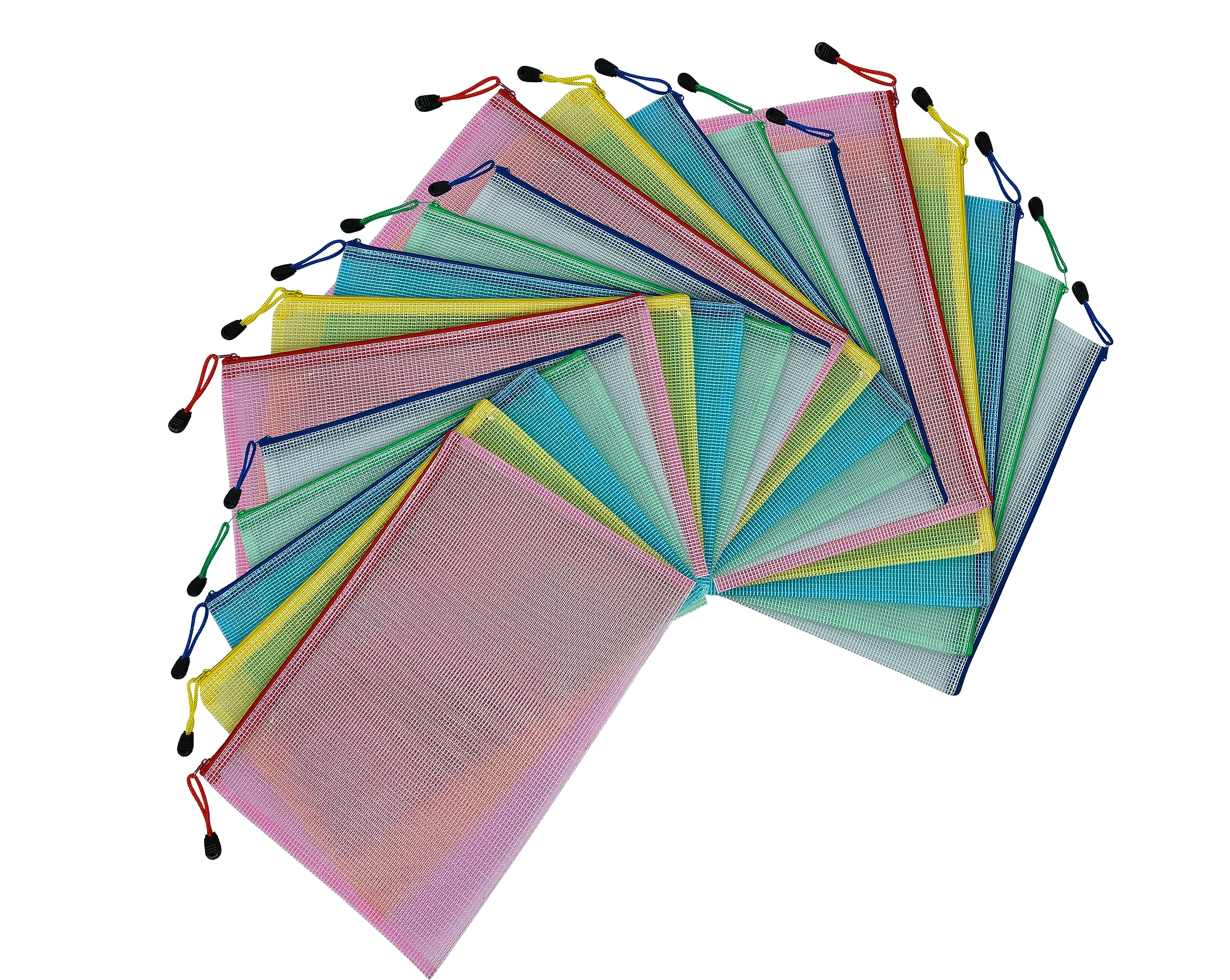 ZAMAHA UK Plastic Wallets A4-05 10 20 PCS A4 Plastic Folders Zip Wallets Document Folder Zip Lock Bags Mesh Zipper Bag for School Office Travel Storage (30)