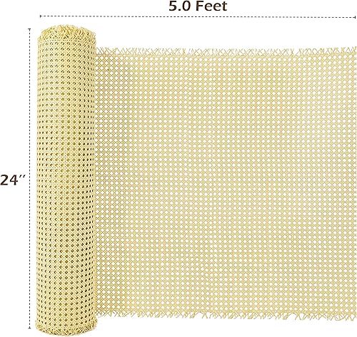 Miniatura 8 de KOLWOVEN Cincha de caña de plástico de 24 pulgadas de ancho x 3.3 pies para proyectos de enlatado, caña de malla abierta pretejida natural, malla de