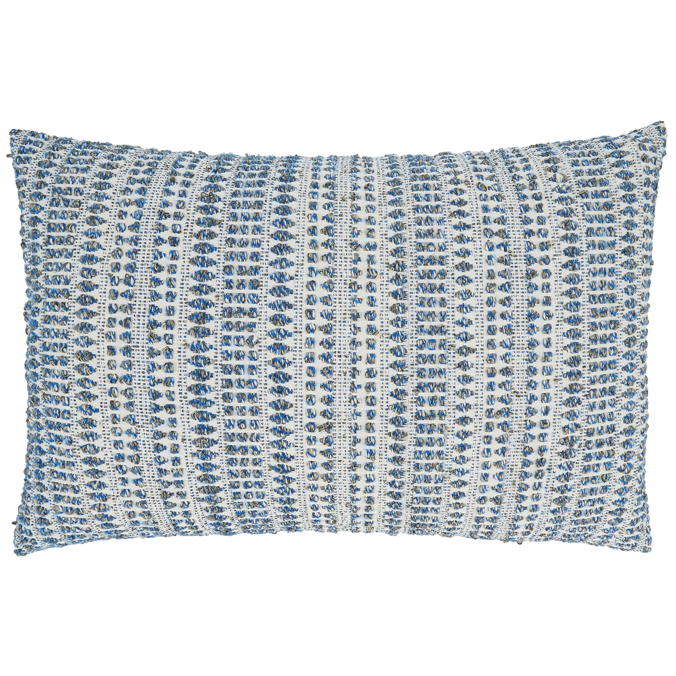 SARO LIFESTYLE Woven Line Throw Pillow Cover, 16"x24", Blue
