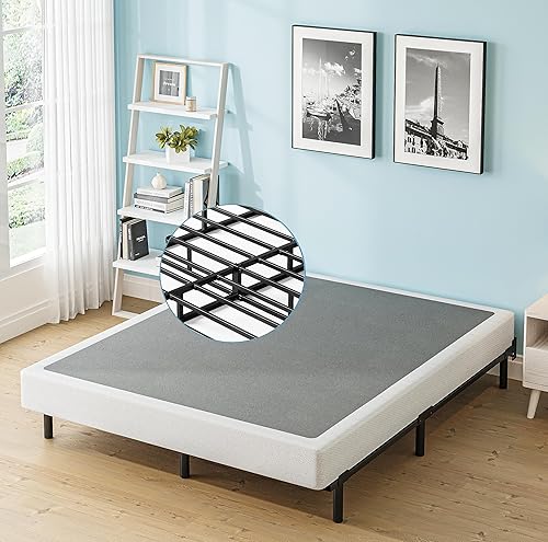 Base de colchón de metal tamaño Queen de 5 pulgadas, base de colchón, base de colchón resistente, funda fácil de limpiar, sin ruido, fácil montaje
