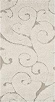 SAFAVIEH Florida Shag Scroll Accent Rug 2'3x4' Cream Beige - Non-Shedding Plush High-Low Pile for Bedroom Hallway (SG455-1113)