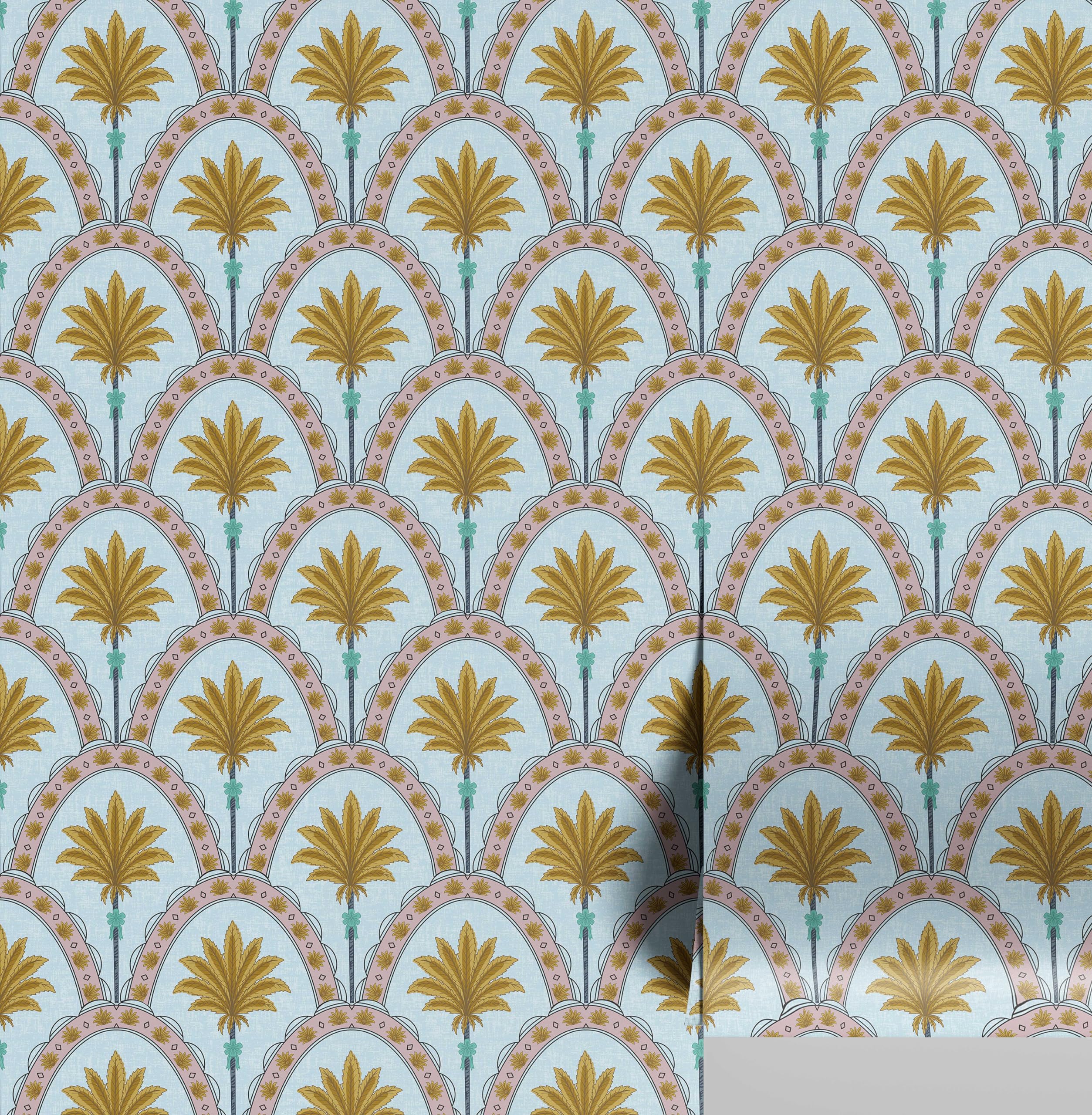 Papier peint autocollant arche de palmiers pour chambre chic