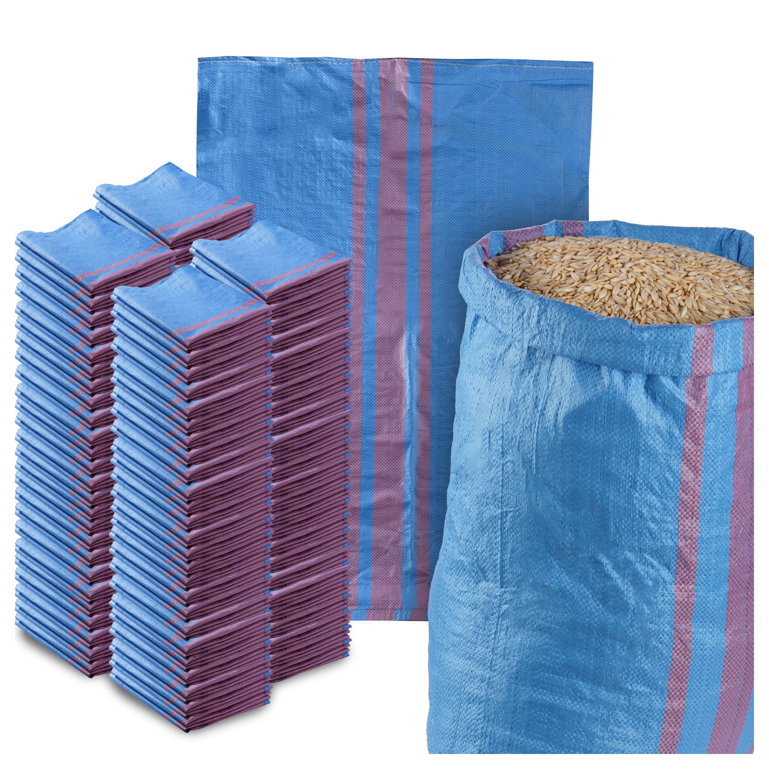 Sack 50kg für Kohlen, Schutt, Kartoffeln, Getreidesäcke Kggewebesack 100 Stück Bauschuttsäcke Blau 65x105 cm Langlebige gewebte Polyurethan-Säcke