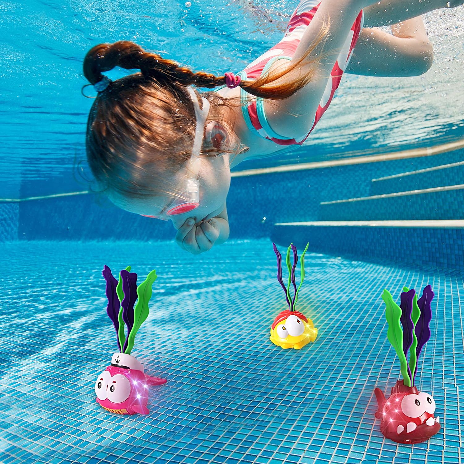 JOYIN Light-up Diving Pool Toys Set, 6 Packs of Diving Toy Animals, Pool Party Games, Underwater Sinking Swimming Pool Toy for Kids : Toys & Games