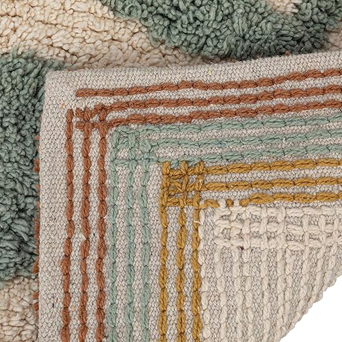 Miniatura 4 de Creative Co-Op Alfombra copetuda de algodón de 5 pulgadas con flores, alfombra multicolor, multicolor